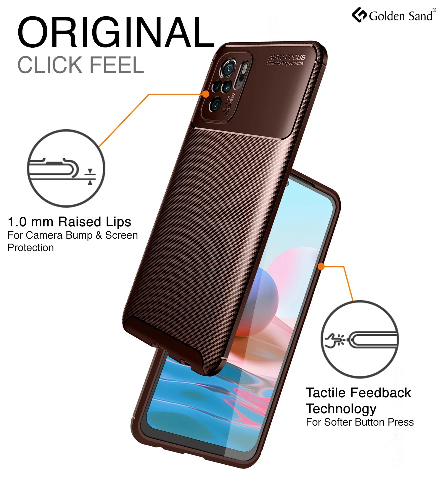 Aramid Fibre Series Shockproof Armor Back Cover for REDMI Note 11 SE, Xiaomi Redmi Note 10, Xiaomi Redmi Note 10S, 6.43 inch, Brown