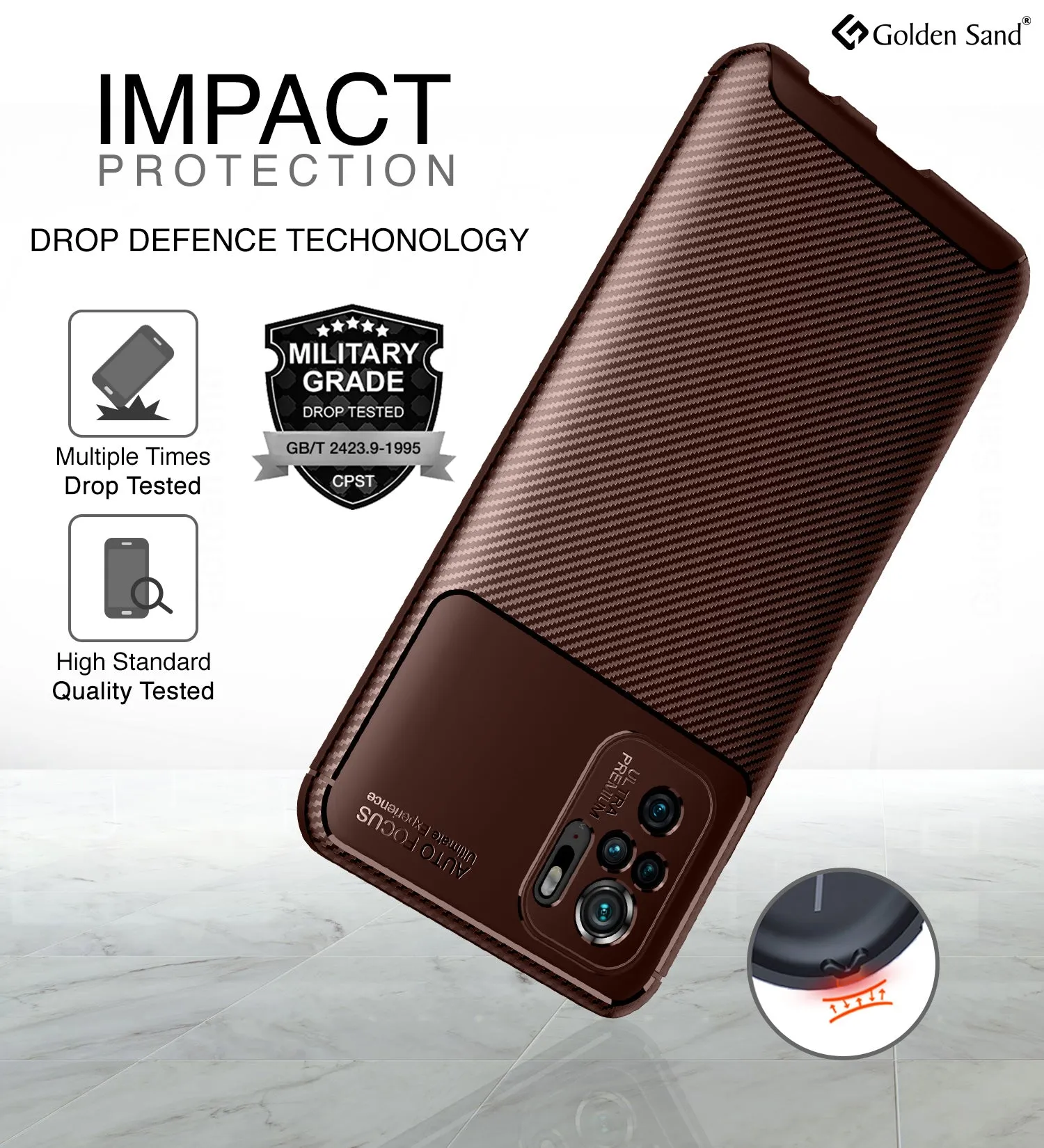 Aramid Fibre Series Shockproof Armor Back Cover for REDMI Note 11 SE, Xiaomi Redmi Note 10, Xiaomi Redmi Note 10S, 6.43 inch, Brown