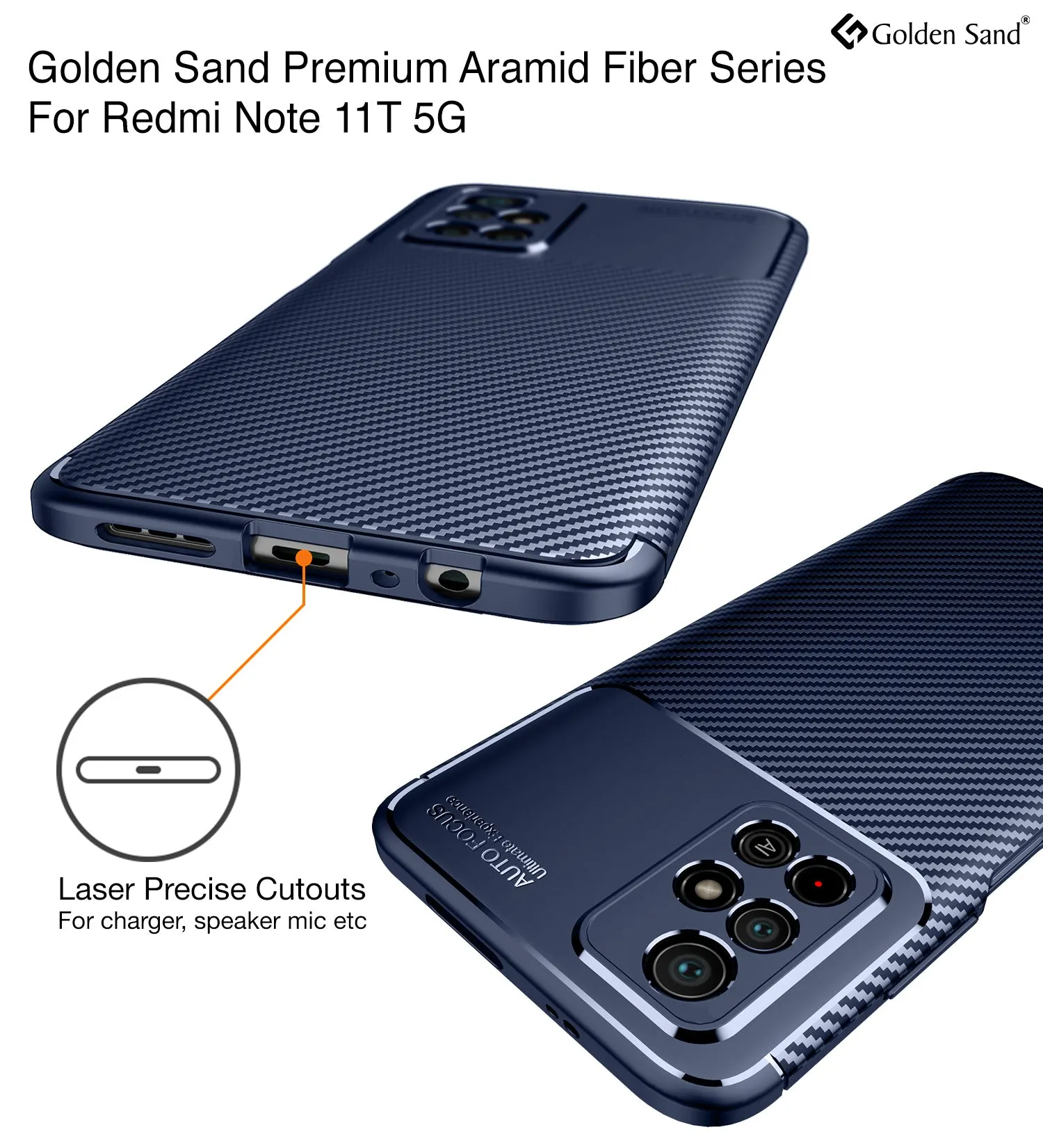 Aramid Fibre Series Shockproof Armor Back Cover for Redmi Note 11T 5G, Poco M4 Pro 5G, 6.6 inch, Blue