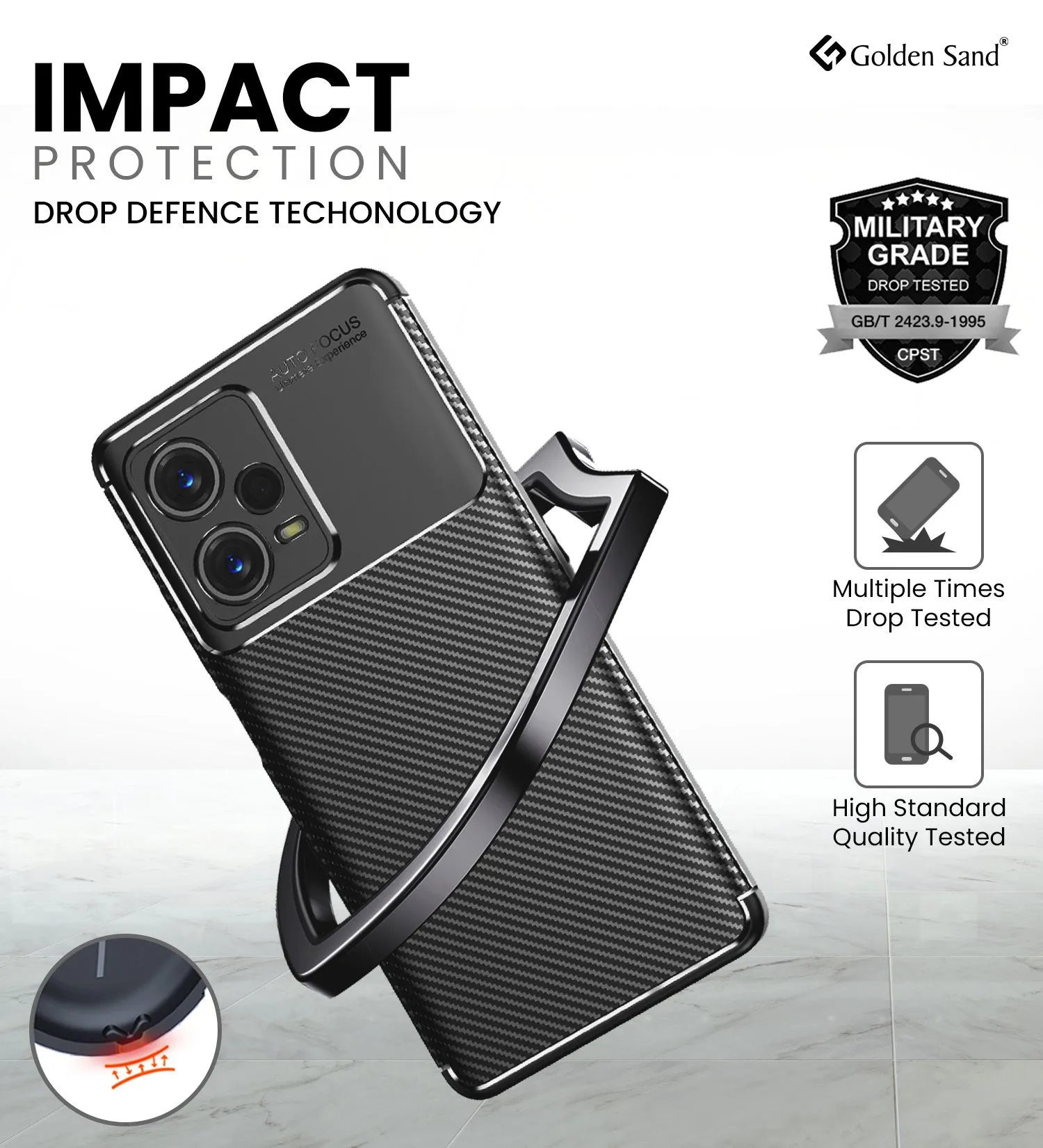 Aramid Fibre Series Shockproof Armor Back Cover for Redmi Note 12 5G, 6.67 inch, Black
