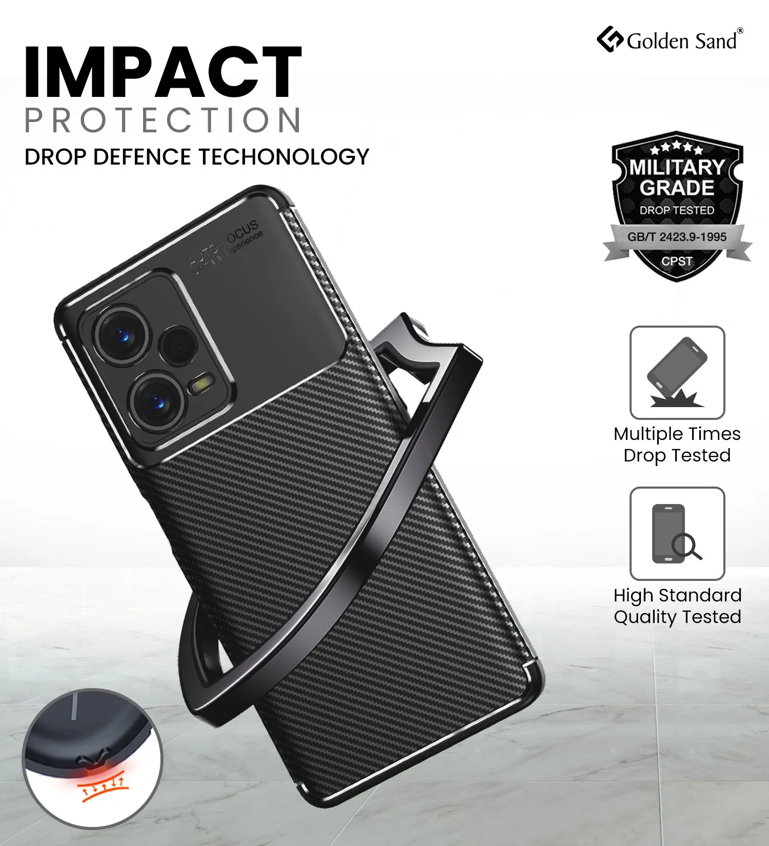 Aramid Fibre Series Shockproof Armor Back Cover for Redmi Note 12 Pro  Plus 5G, 6.67 inch, Black