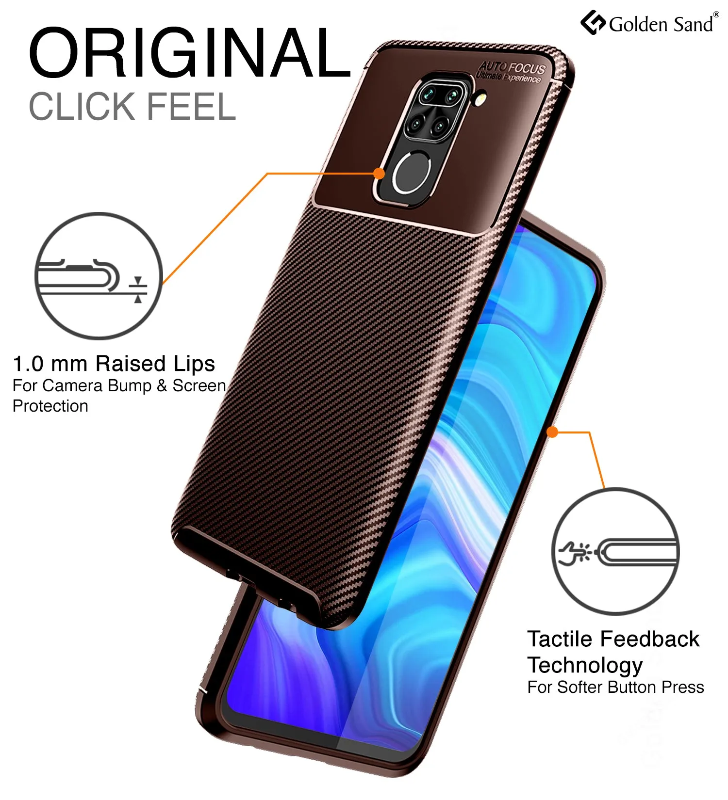 Aramid Fibre Series Shockproof Armor Back Cover for Redmi Note 9, 6.53 inch, Brown
