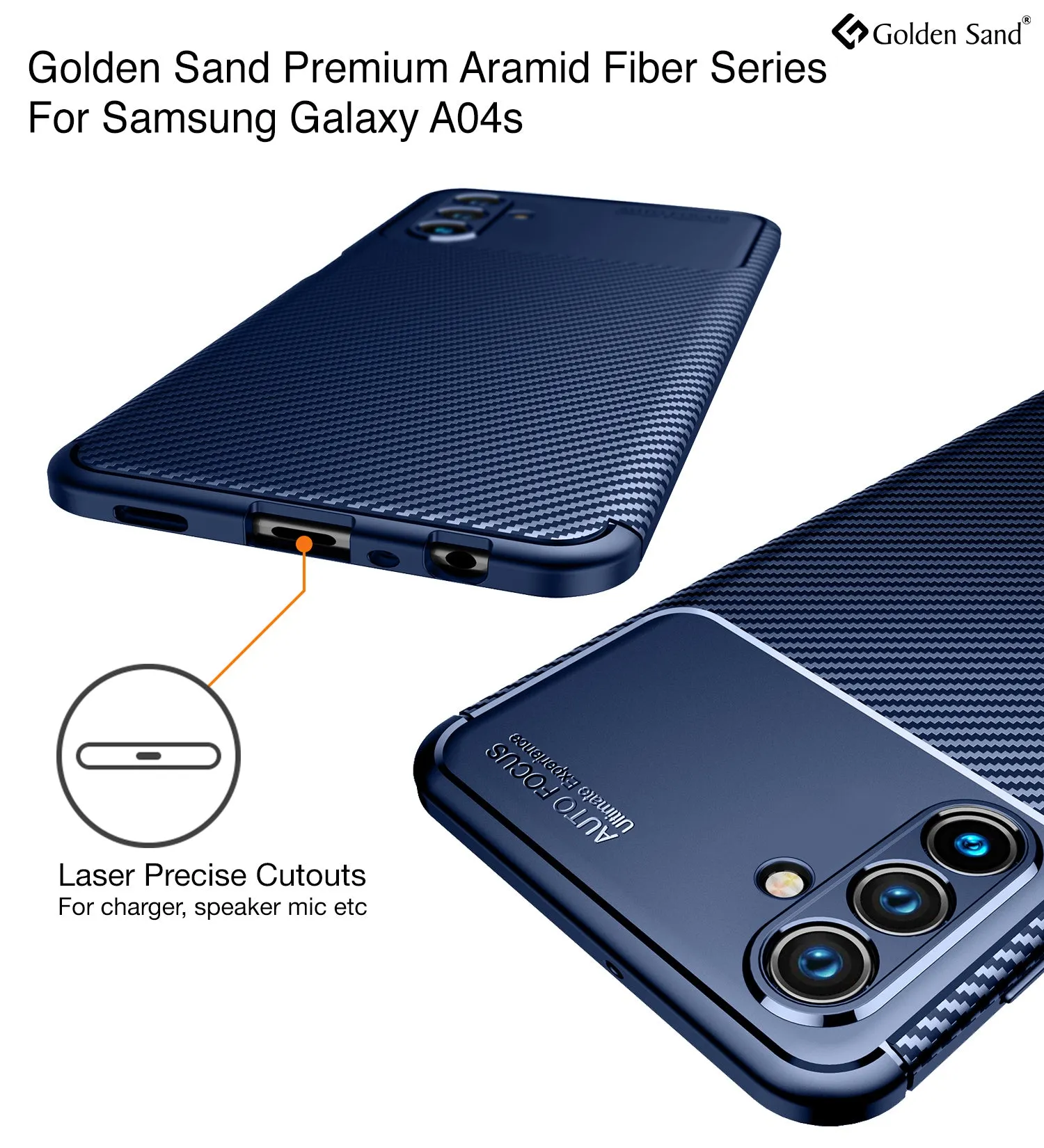 Aramid Fibre Series Shockproof Armor Back Cover for Samsung Galaxy A04s, 6.5 inch, Blue