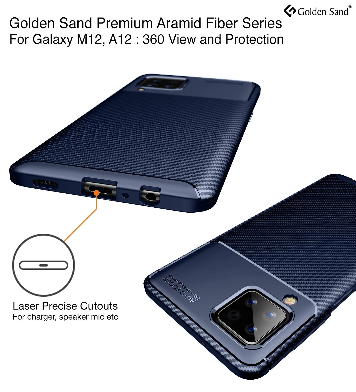 Aramid Fibre Series Shockproof Armor Back Cover for Samsung Galaxy A12, Samsung Galaxy M12, Samsung Galaxy F12, 6.5 inch, Blue