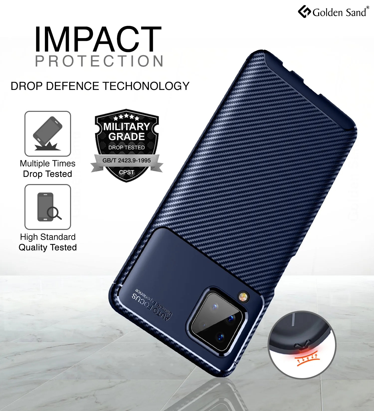 Aramid Fibre Series Shockproof Armor Back Cover for Samsung Galaxy A12, Samsung Galaxy M12, Samsung Galaxy F12, 6.5 inch, Blue