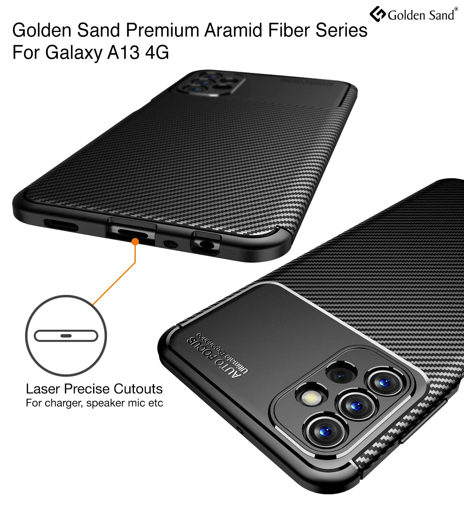 Aramid Fibre Series Shockproof Armor Back Cover for Samsung Galaxy A13 4G, 6.6 inch, Black