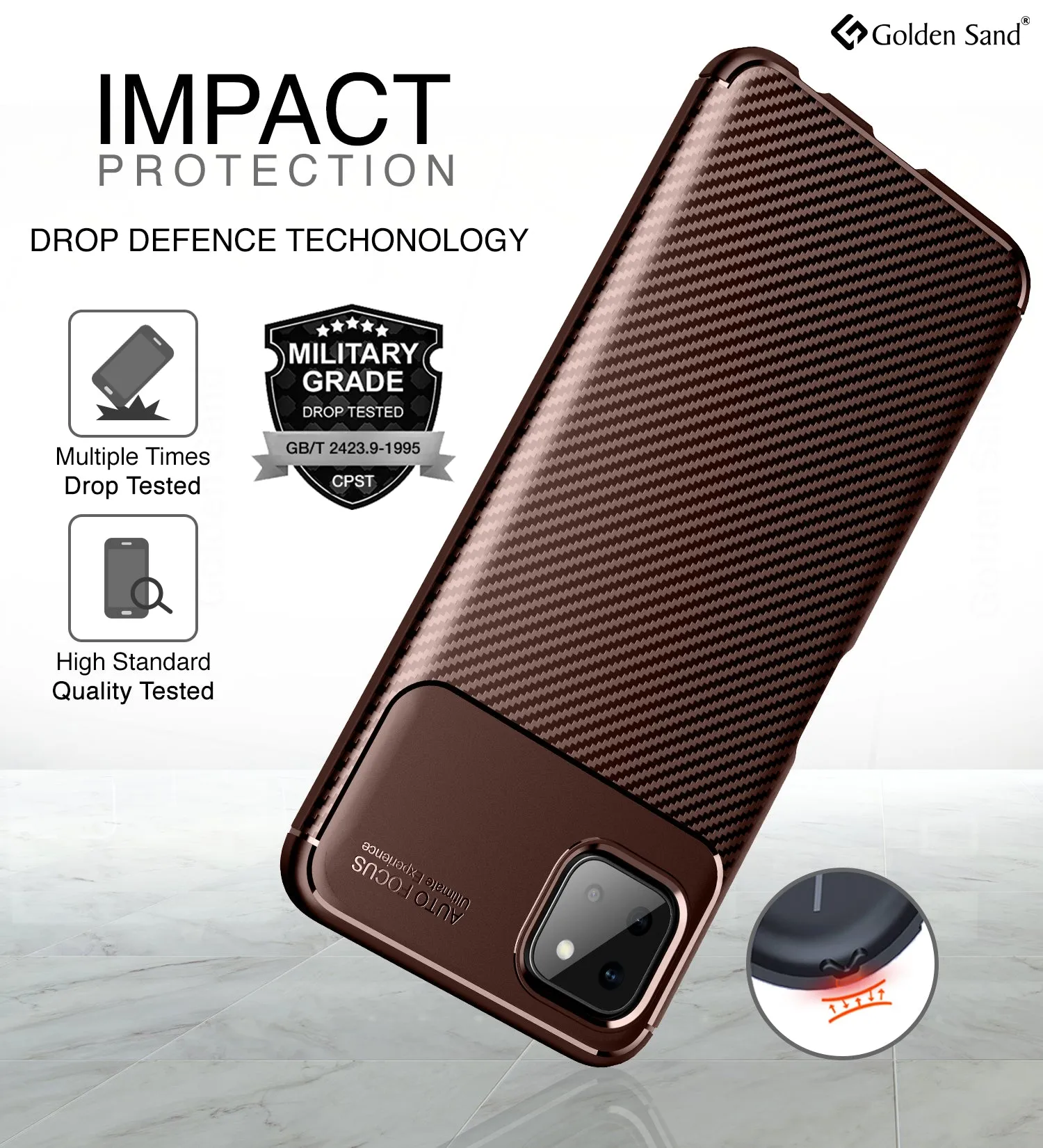 Aramid Fibre Series Shockproof Armor Back Cover for Samsung Galaxy A22 5G, Samsung Galaxy F42 5G, 6.6 inch, Brown