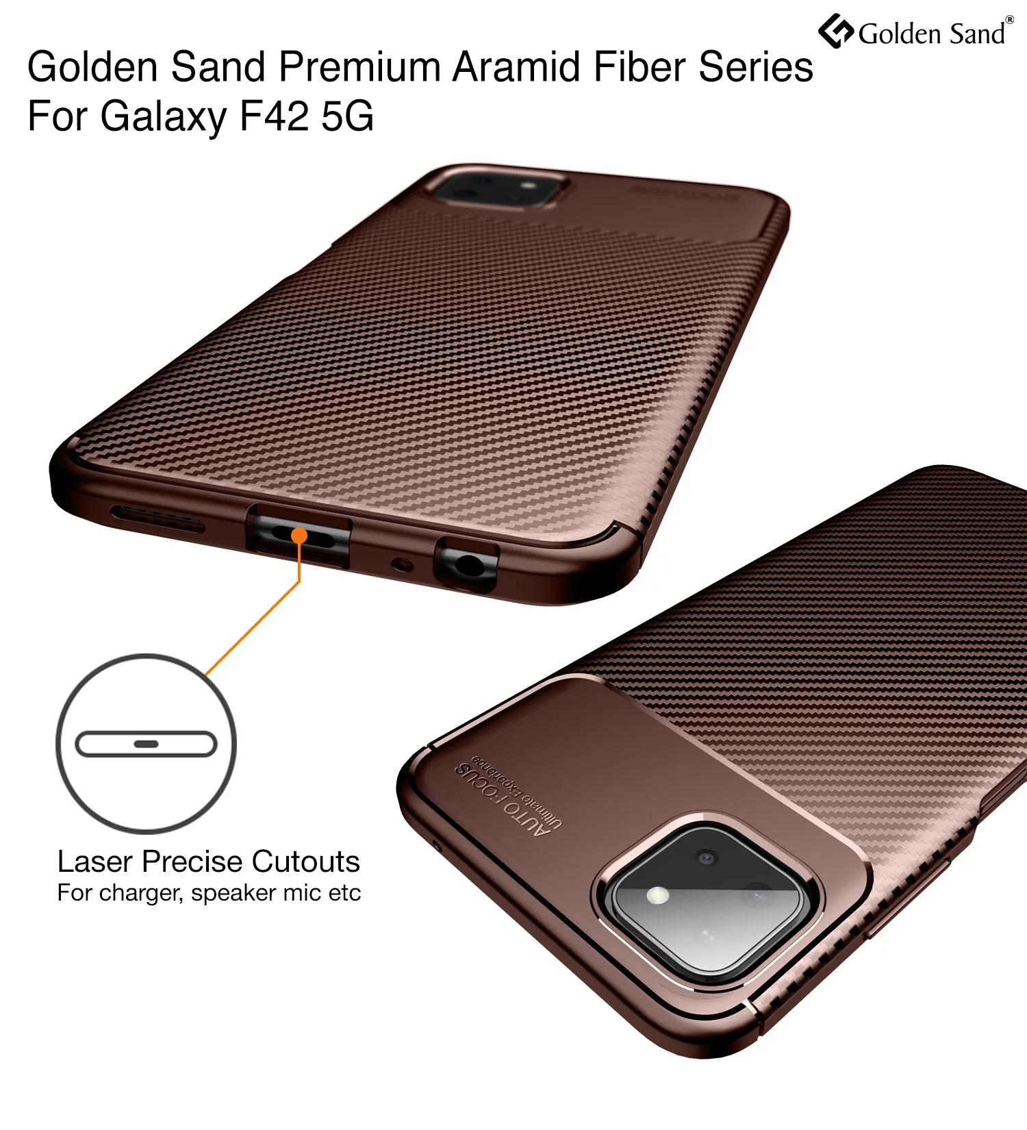 Aramid Fibre Series Shockproof Armor Back Cover for Samsung Galaxy A22 5G, Samsung Galaxy F42 5G, 6.6 inch, Brown