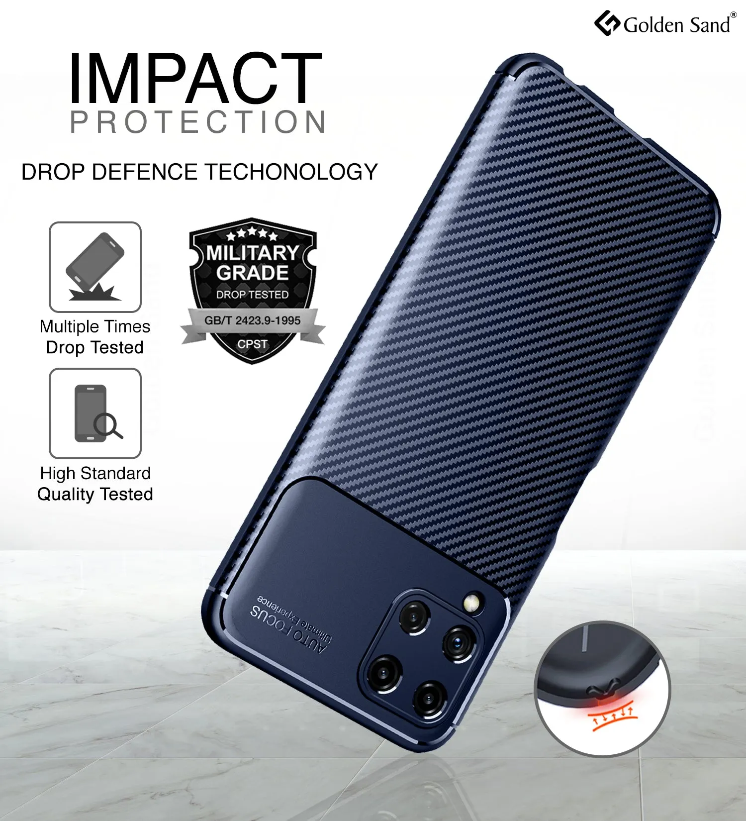Aramid Fibre Series Shockproof Armor Back Cover for Samsung Galaxy A22, 6.4 inch, Blue