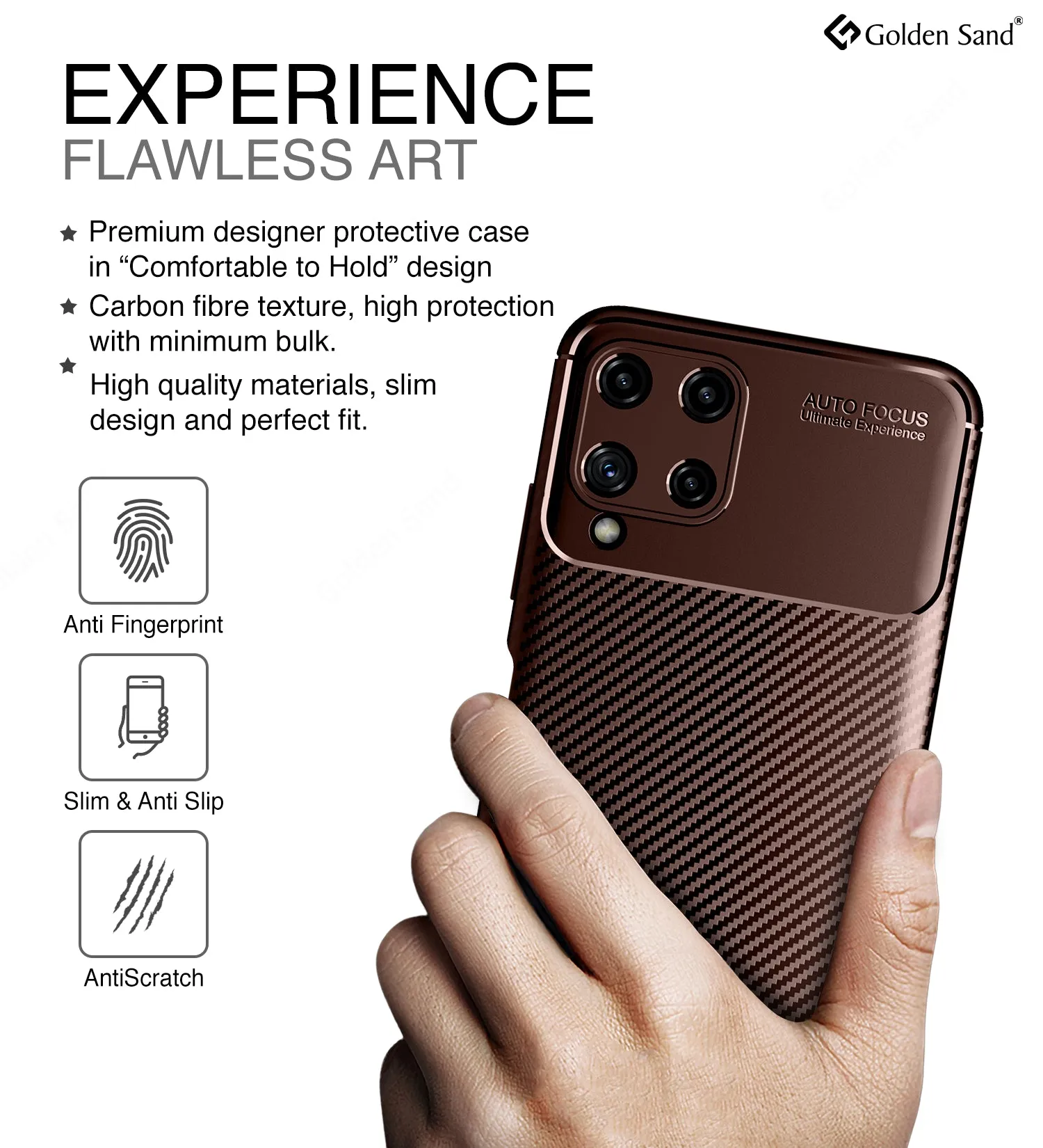 Aramid Fibre Series Shockproof Armor Back Cover for Samsung Galaxy A22, 6.4 inch, Brown