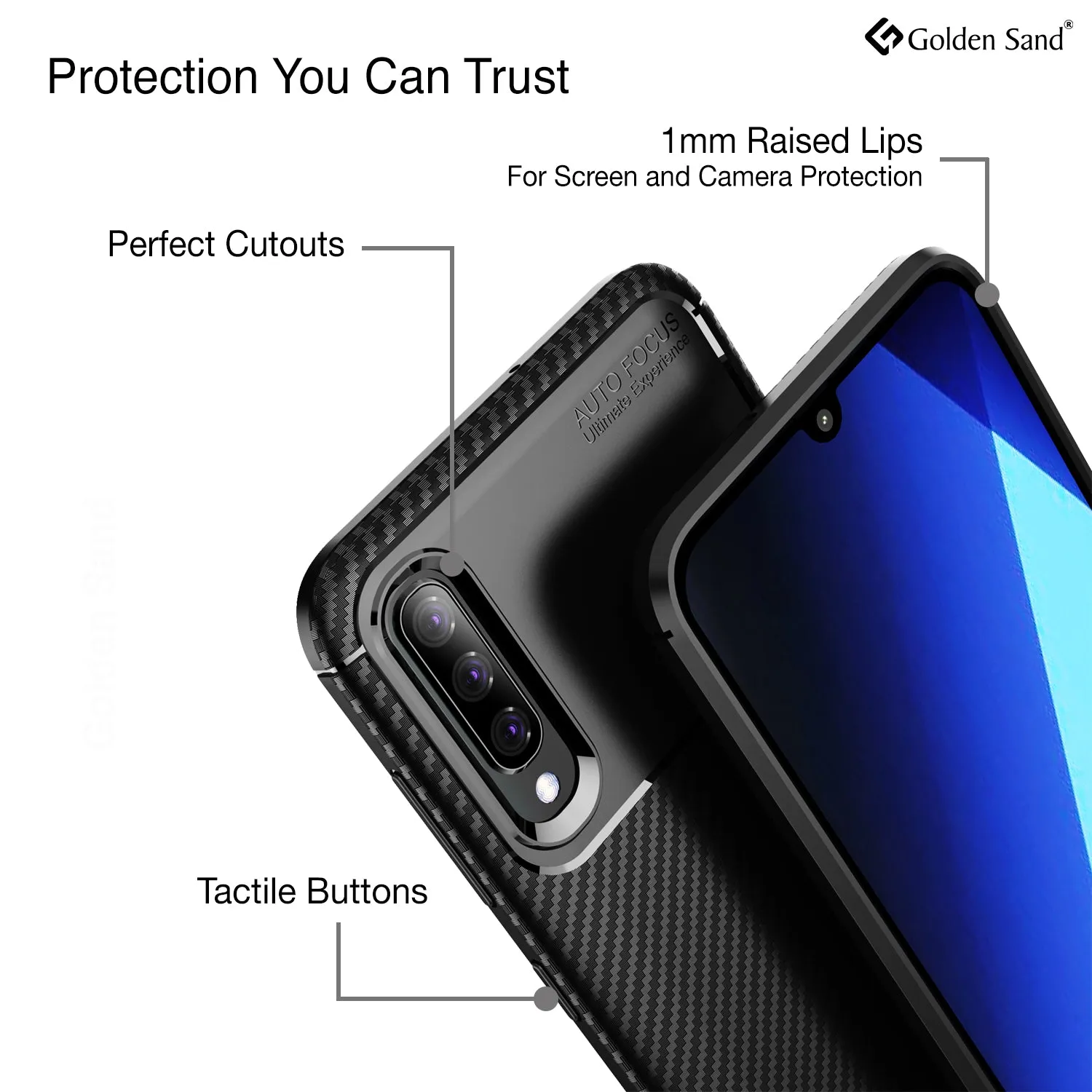 Aramid Fibre Series Shockproof Armor Back Cover for Samsung Galaxy A50s, A50, A30s 6.4 inch, Black