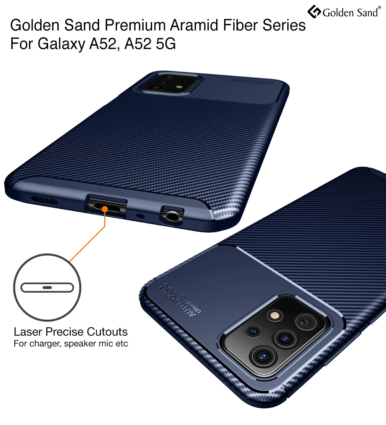 Aramid Fibre Series Shockproof Armor Back Cover for Samsung Galaxy A52 5G, Samsung Galaxy A52, Samsung Galaxy A52s 5G, 6.5 inch, Blue