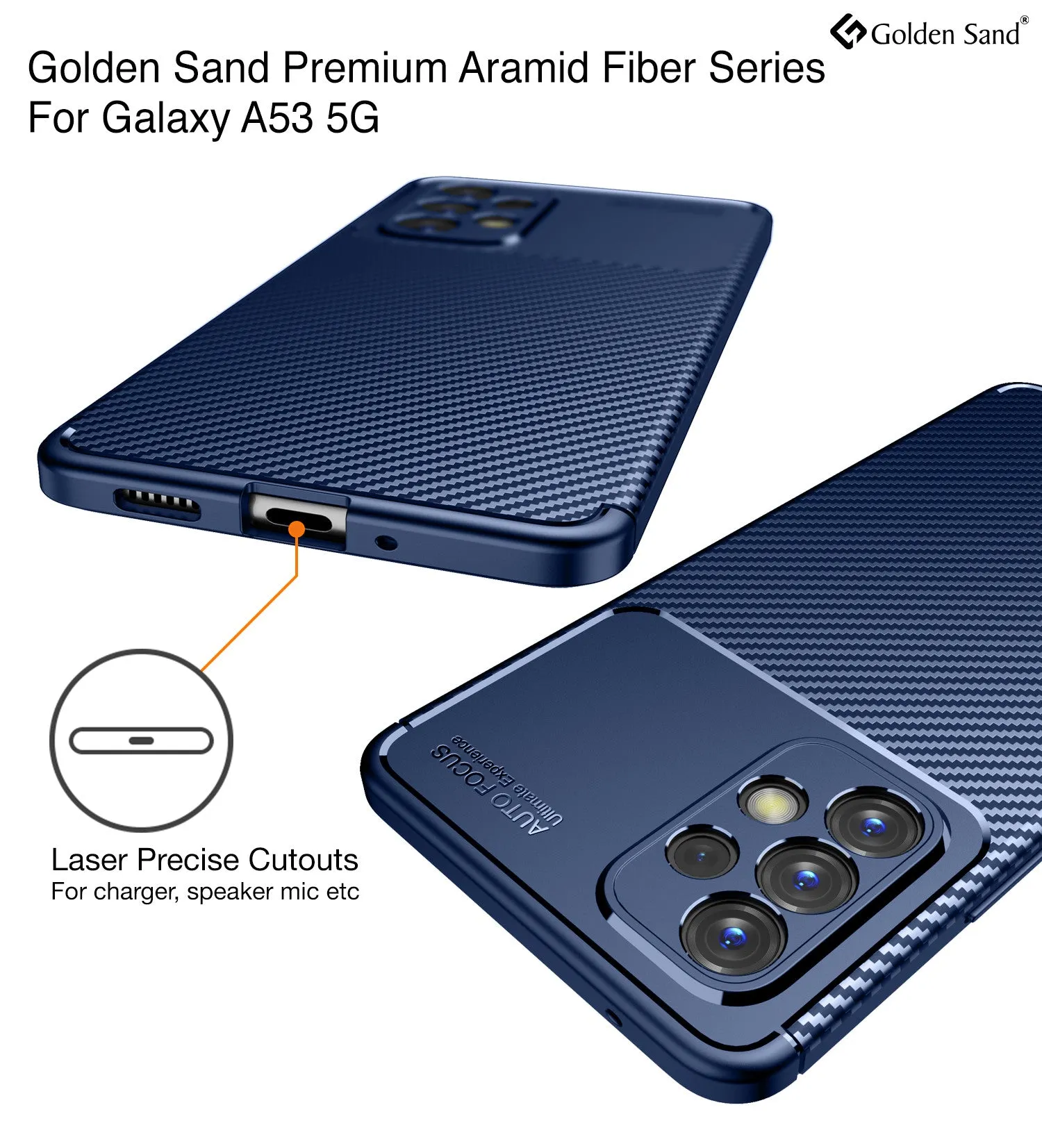 Aramid Fibre Series Shockproof Armor Back Cover for Samsung Galaxy A53 5G, 6.5 inch, Blue