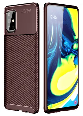 Aramid Fibre Series Shockproof Armor Back Cover for Samsung Galaxy A71 6.7 inch, Brown