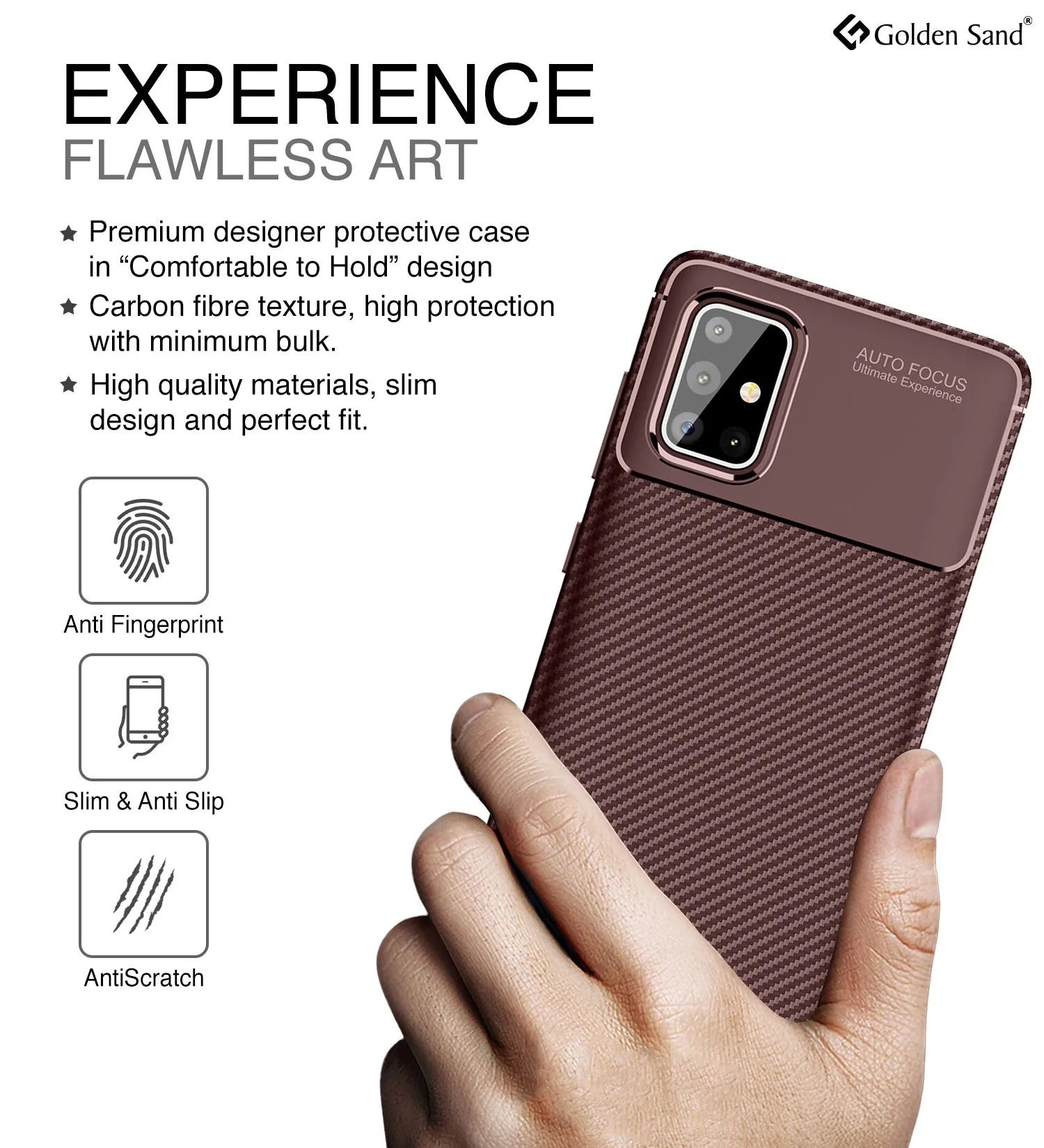 Aramid Fibre Series Shockproof Armor Back Cover for Samsung Galaxy A71 6.7 inch, Brown