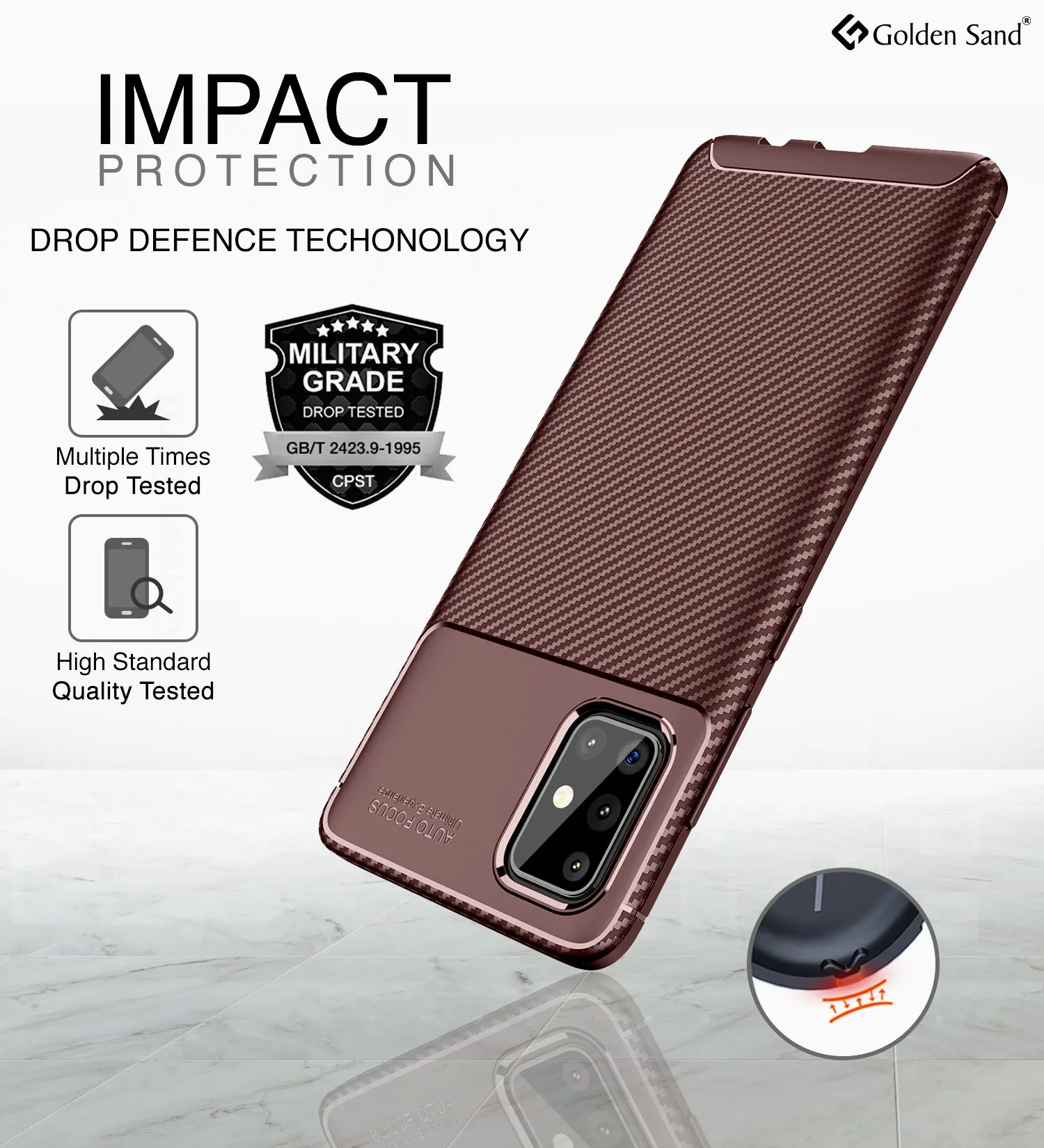 Aramid Fibre Series Shockproof Armor Back Cover for Samsung Galaxy A71 6.7 inch, Brown