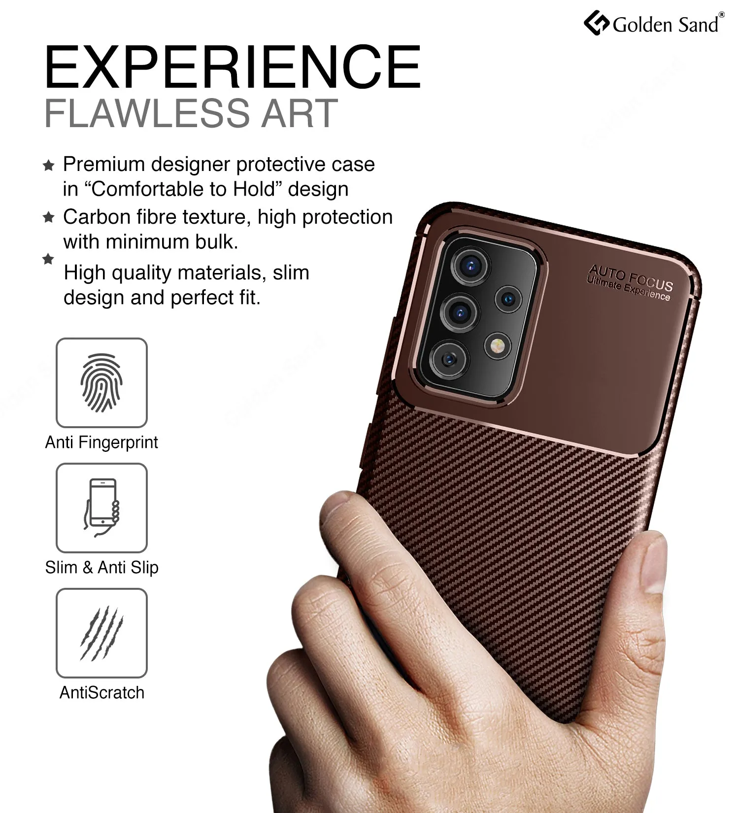 Aramid Fibre Series Shockproof Armor Back Cover for Samsung Galaxy A72, 6.7 inch, Brown