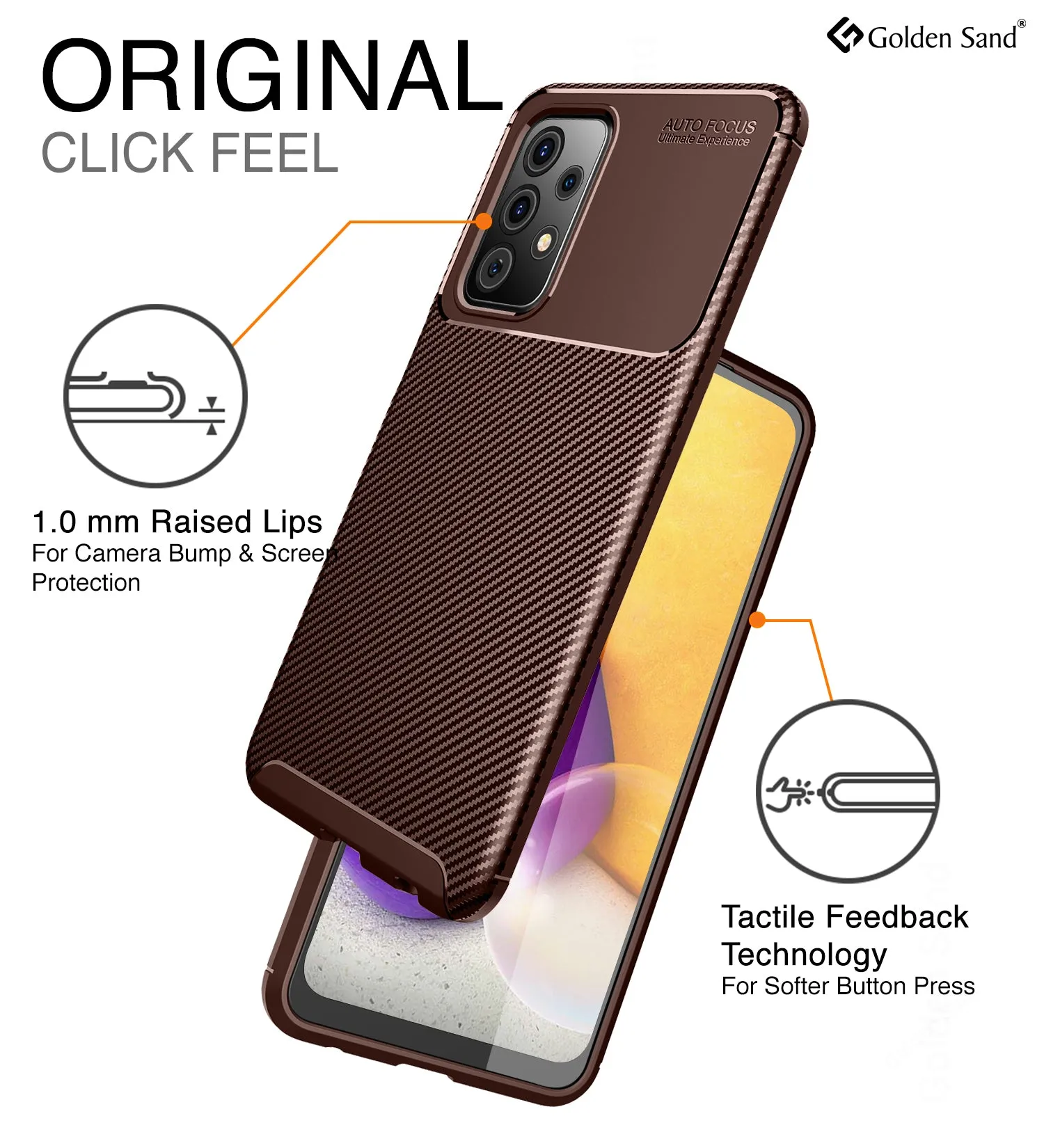 Aramid Fibre Series Shockproof Armor Back Cover for Samsung Galaxy A72, 6.7 inch, Brown