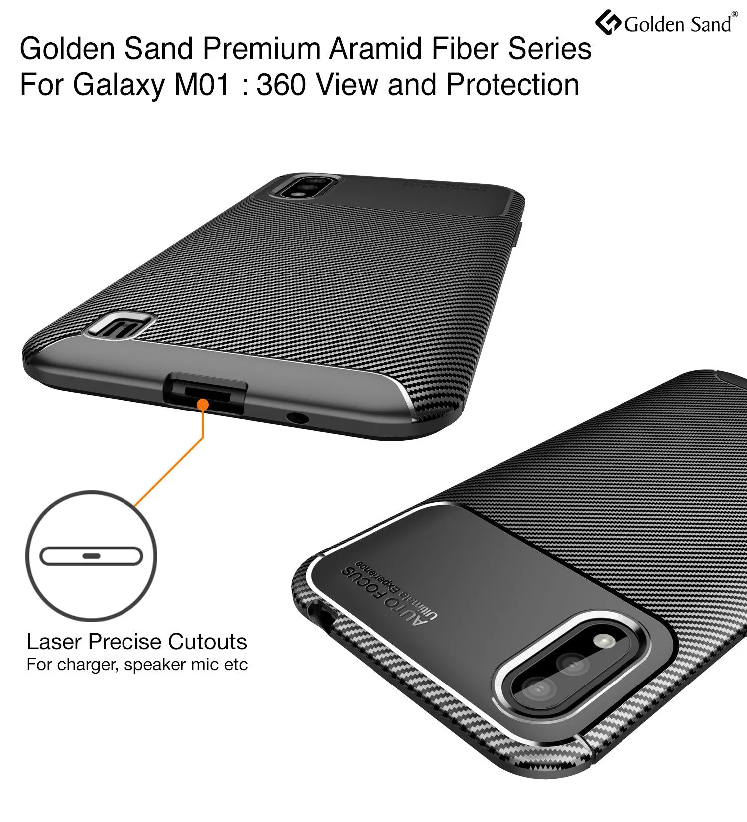 Aramid Fibre Series Shockproof Armor Back Cover for Samsung Galaxy M01, Mirage Black