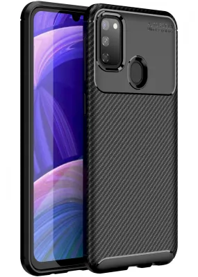 Aramid Fibre Series Shockproof Armor Back Cover for Samsung Galaxy M21 2021 Edition, Samsung Galaxy M21, M30s 6.4 inch, Black