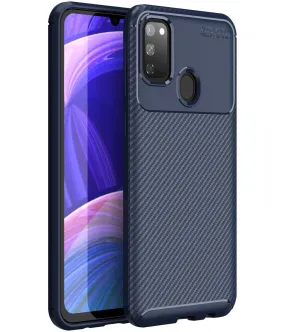 Aramid Fibre Series Shockproof Armor Back Cover for Samsung Galaxy M21 2021 Edition, Samsung Galaxy M21, M30s 6.4 inch, Blue