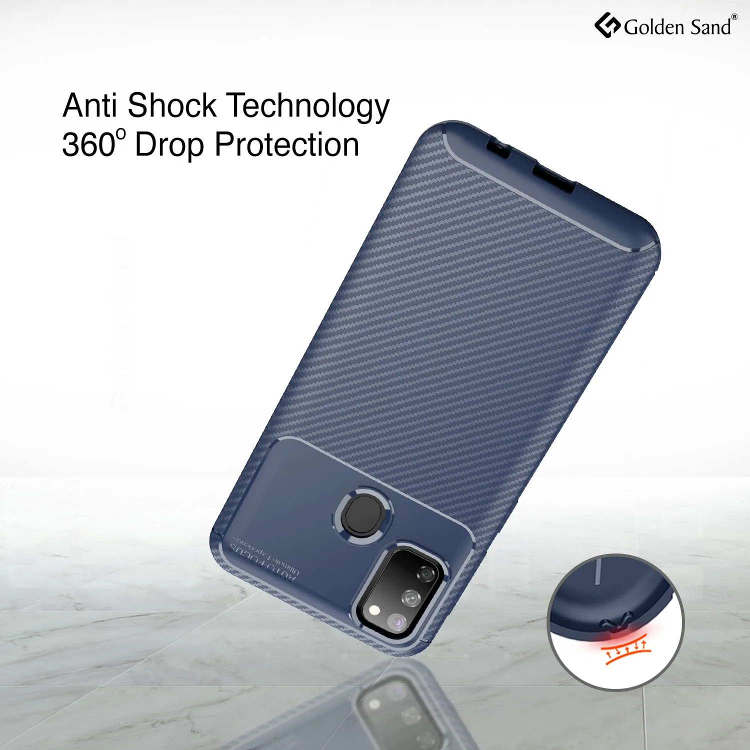 Aramid Fibre Series Shockproof Armor Back Cover for Samsung Galaxy M21 2021 Edition, Samsung Galaxy M21, M30s 6.4 inch, Blue