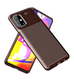 Aramid Fibre Series Shockproof Armor Back Cover for Samsung Galaxy M31s, Brown
