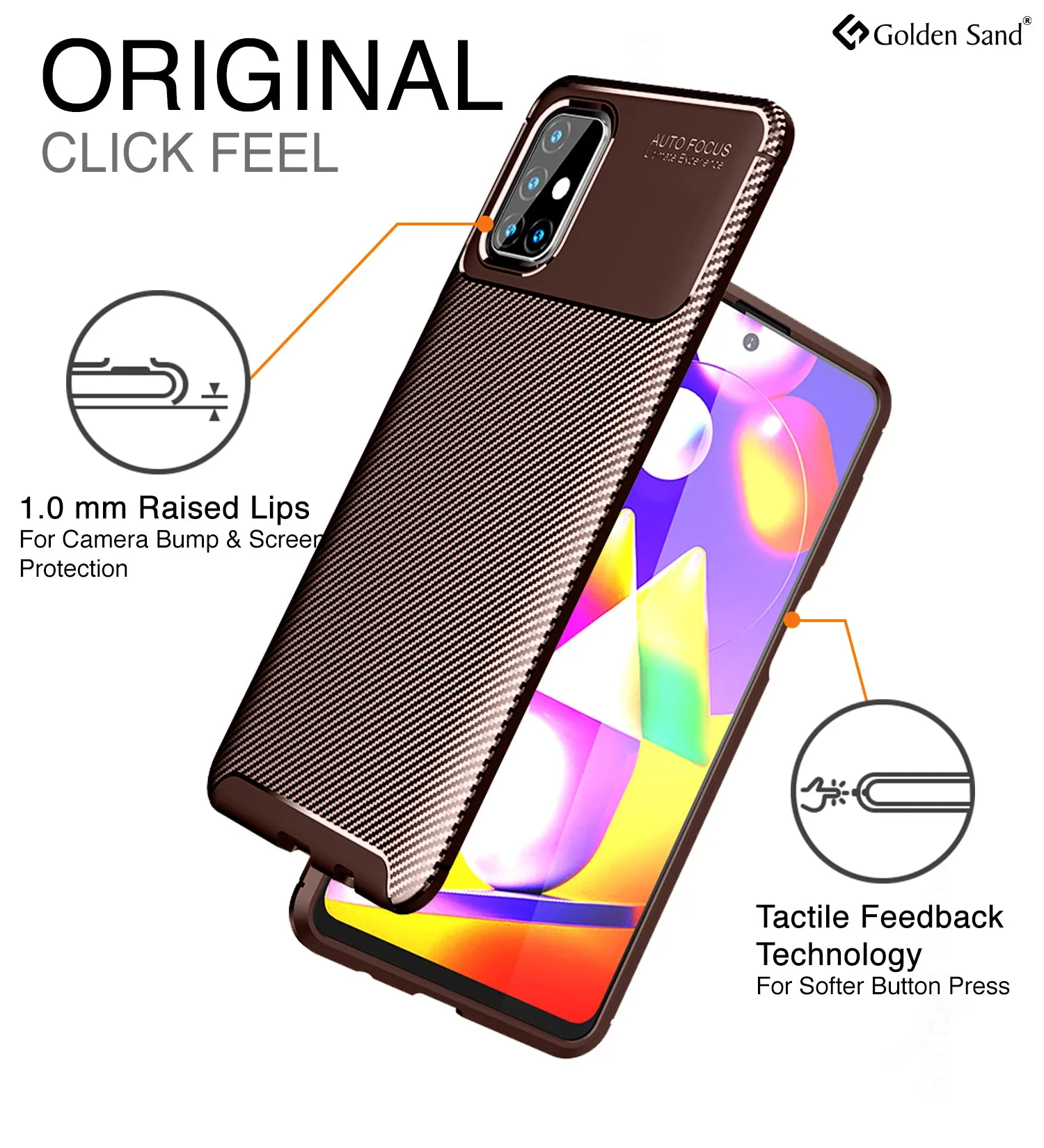 Aramid Fibre Series Shockproof Armor Back Cover for Samsung Galaxy M31s, Brown