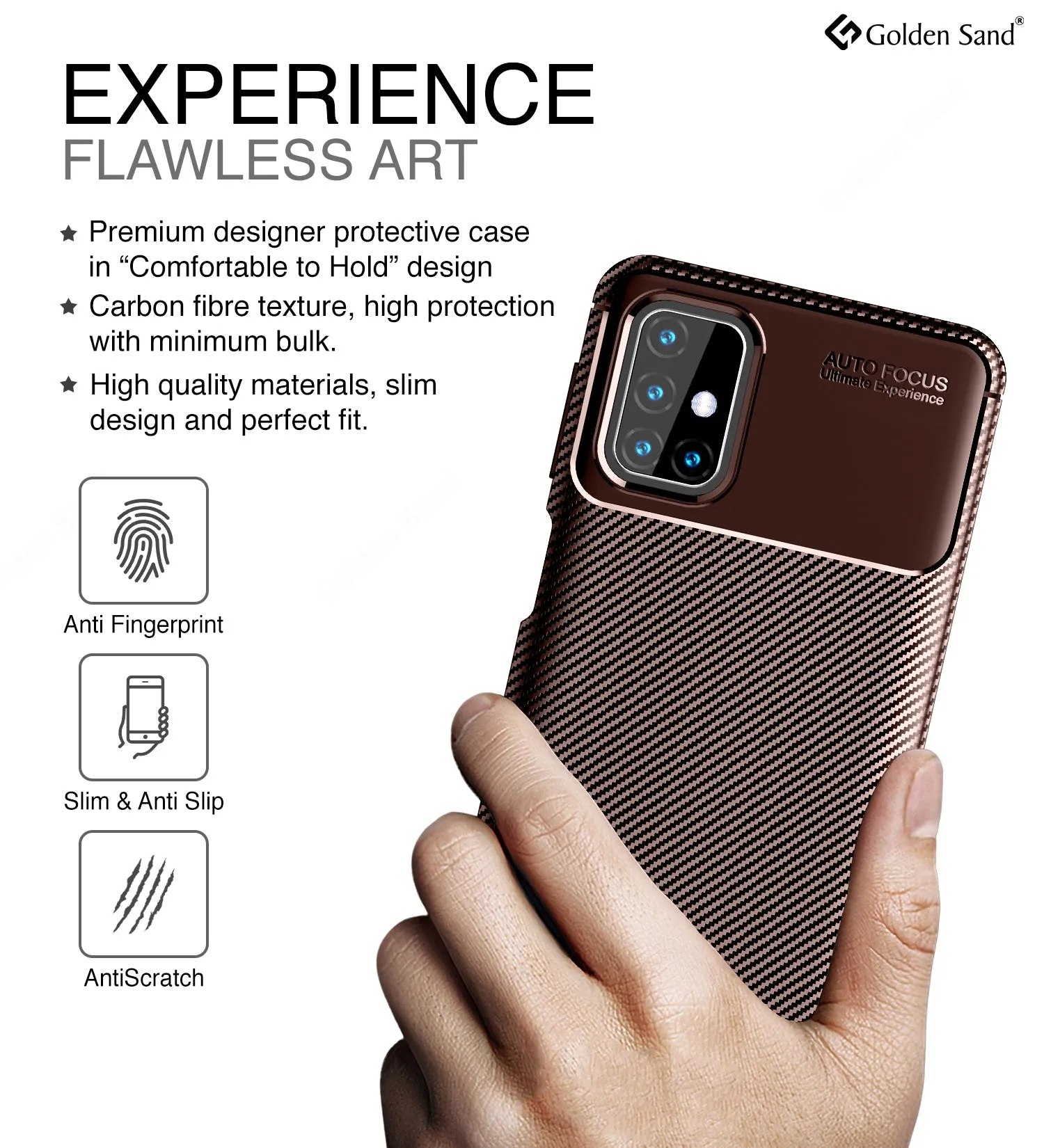 Aramid Fibre Series Shockproof Armor Back Cover for Samsung Galaxy M31s, Brown