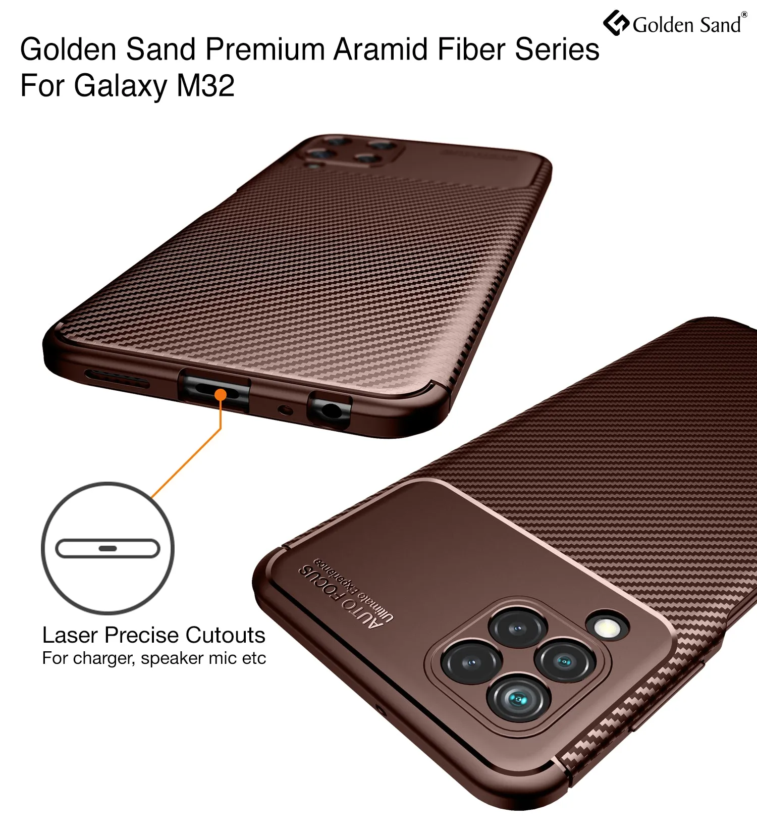 Aramid Fibre Series Shockproof Armor Back Cover for Samsung Galaxy M32 4G, Samsung Galaxy F22, 6.4 inch, Brown