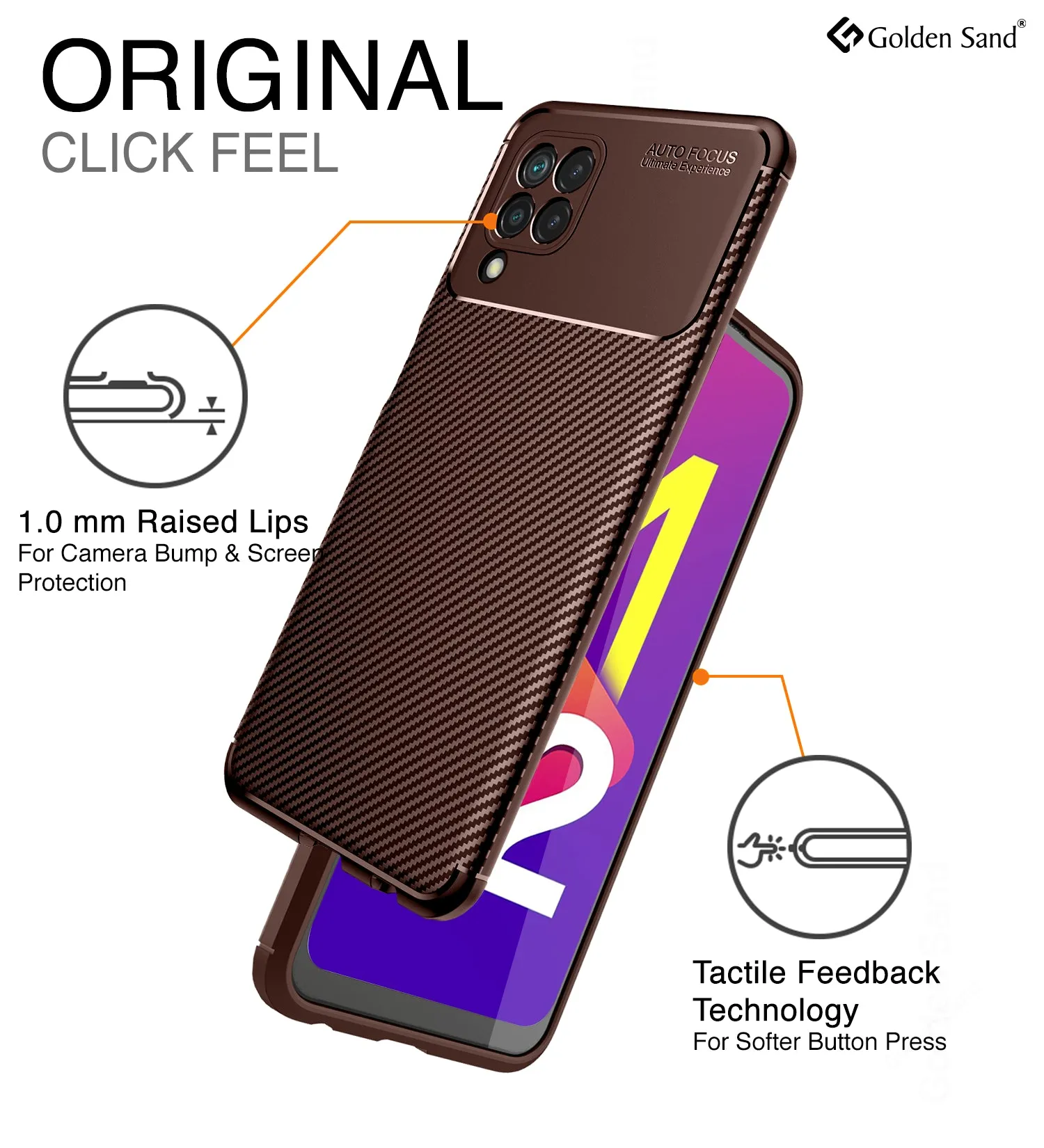 Aramid Fibre Series Shockproof Armor Back Cover for Samsung Galaxy M32 4G, Samsung Galaxy F22, 6.4 inch, Brown