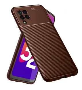 Aramid Fibre Series Shockproof Armor Back Cover for Samsung Galaxy M32 4G, Samsung Galaxy F22, 6.4 inch, Brown