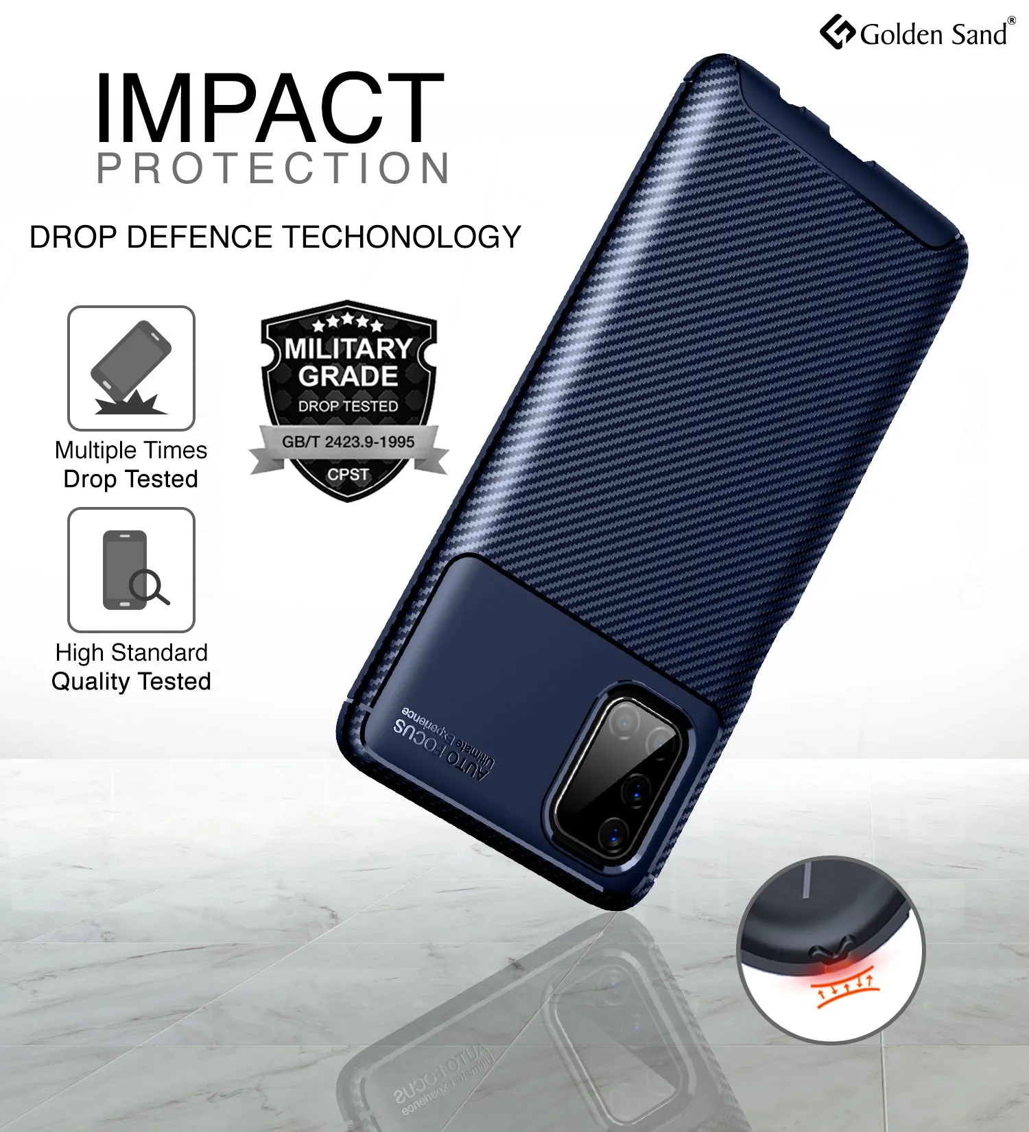 Aramid Fibre Series Shockproof Armor Back Cover for Samsung Galaxy M51, Blue