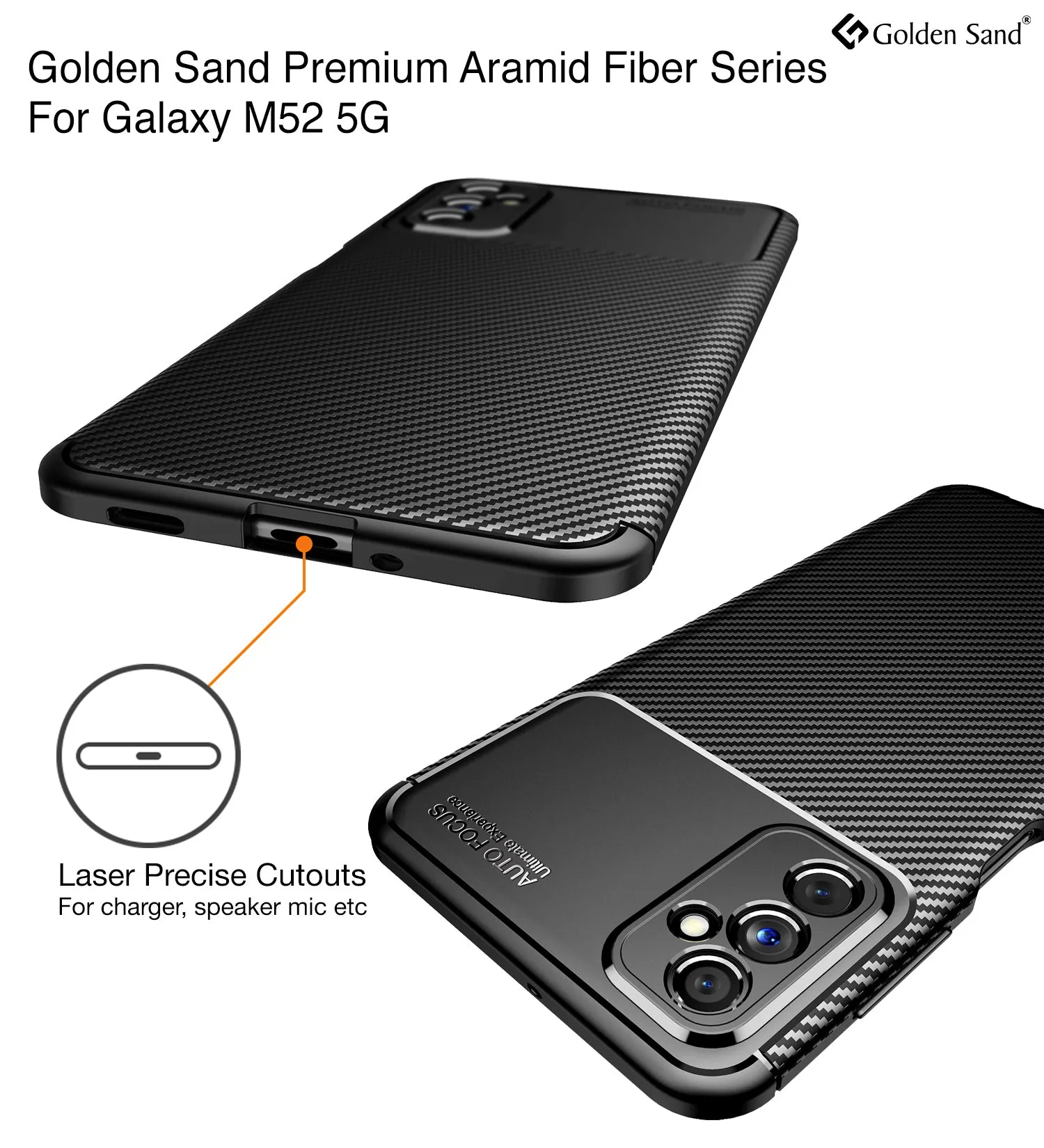 Aramid Fibre Series Shockproof Armor Back Cover for Samsung Galaxy M52 5G, 6.7 inch, Blazing Black