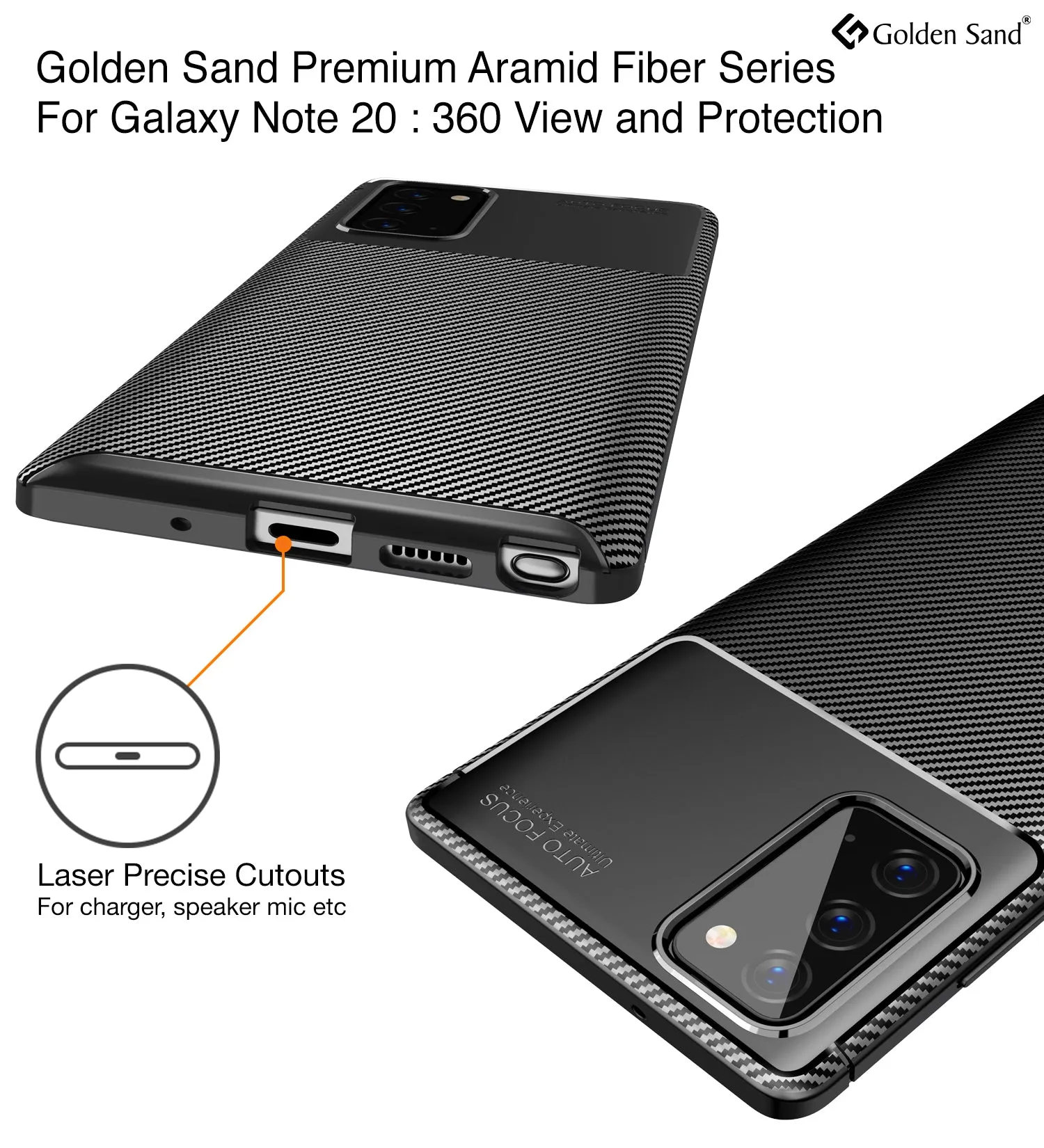 Aramid Fibre Series Shockproof Armor Back Cover for Samsung Galaxy Note 20, Black