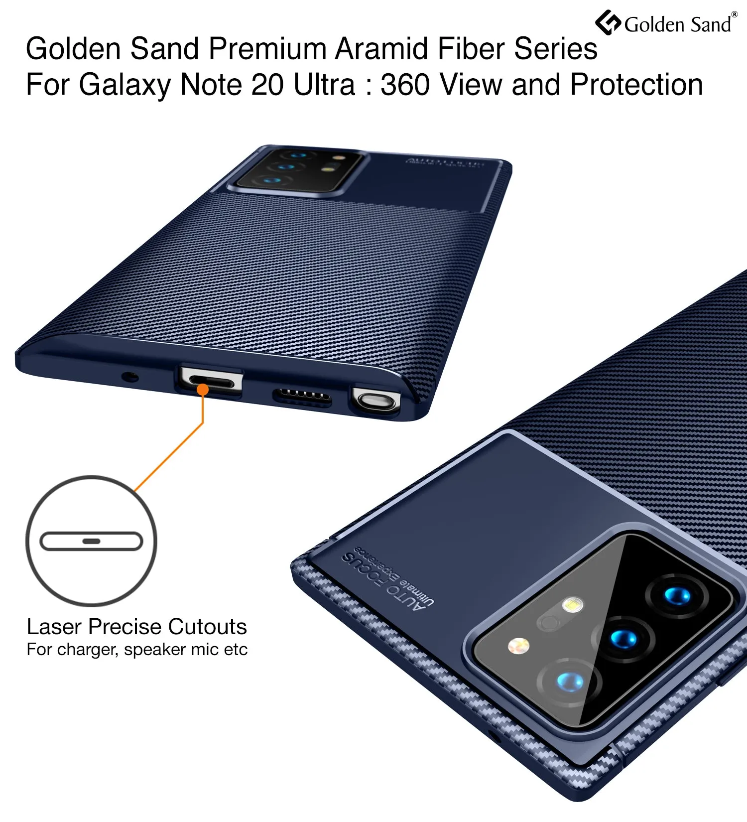 Aramid Fibre Series Shockproof Armor Back Cover for Samsung Galaxy Note 20 Ultra, Blue