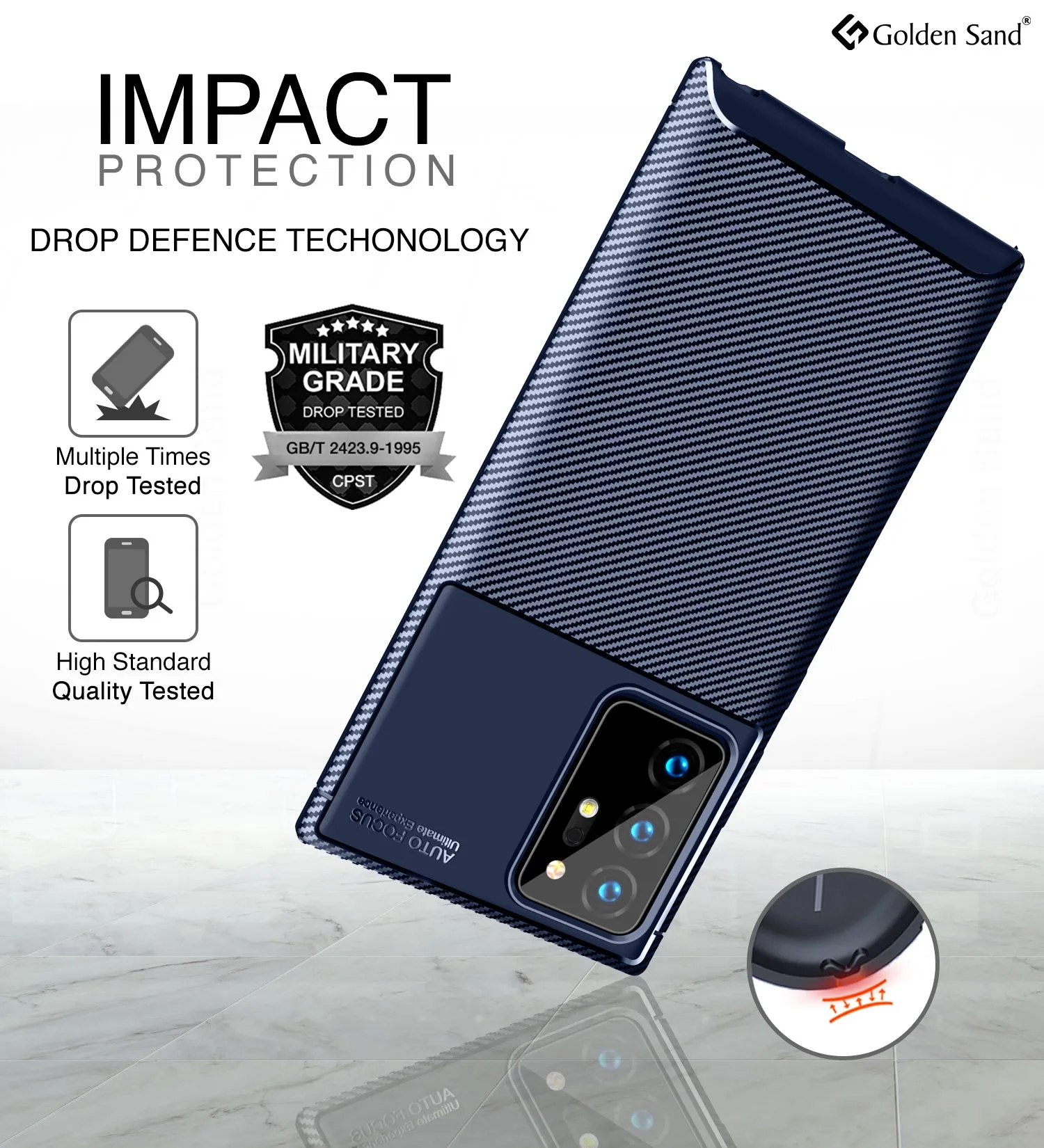Aramid Fibre Series Shockproof Armor Back Cover for Samsung Galaxy Note 20 Ultra, Blue