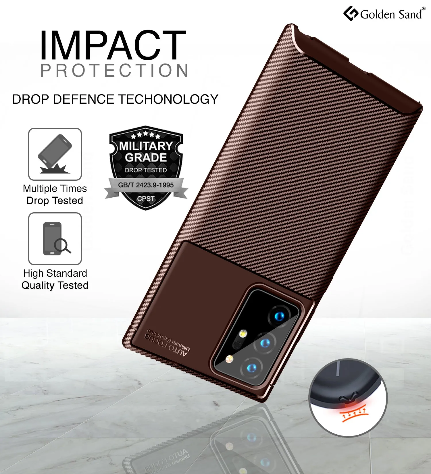 Aramid Fibre Series Shockproof Armor Back Cover for Samsung Galaxy Note 20 Ultra, Brown
