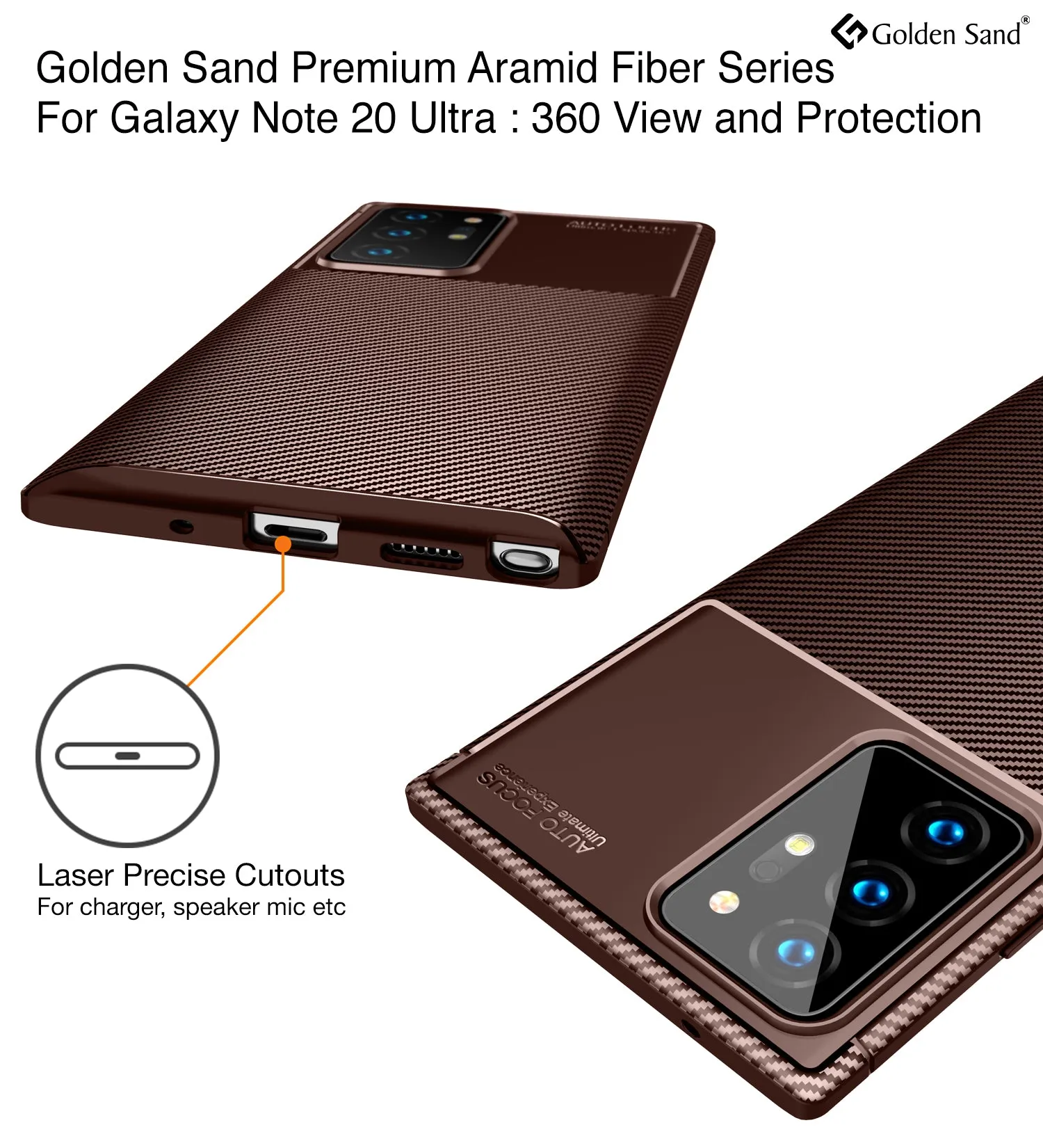 Aramid Fibre Series Shockproof Armor Back Cover for Samsung Galaxy Note 20 Ultra, Brown
