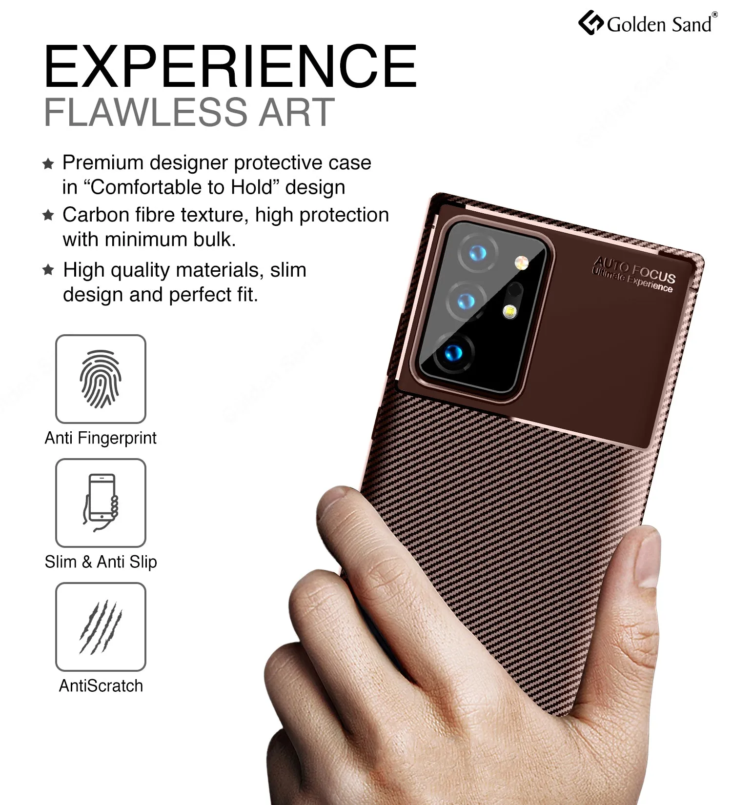 Aramid Fibre Series Shockproof Armor Back Cover for Samsung Galaxy Note 20 Ultra, Brown
