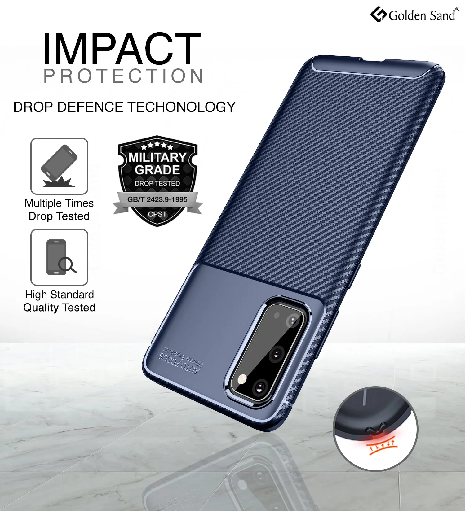 Aramid Fibre Series Shockproof Armor Back Cover for Samsung Galaxy S20 6.2 inch, Blue
