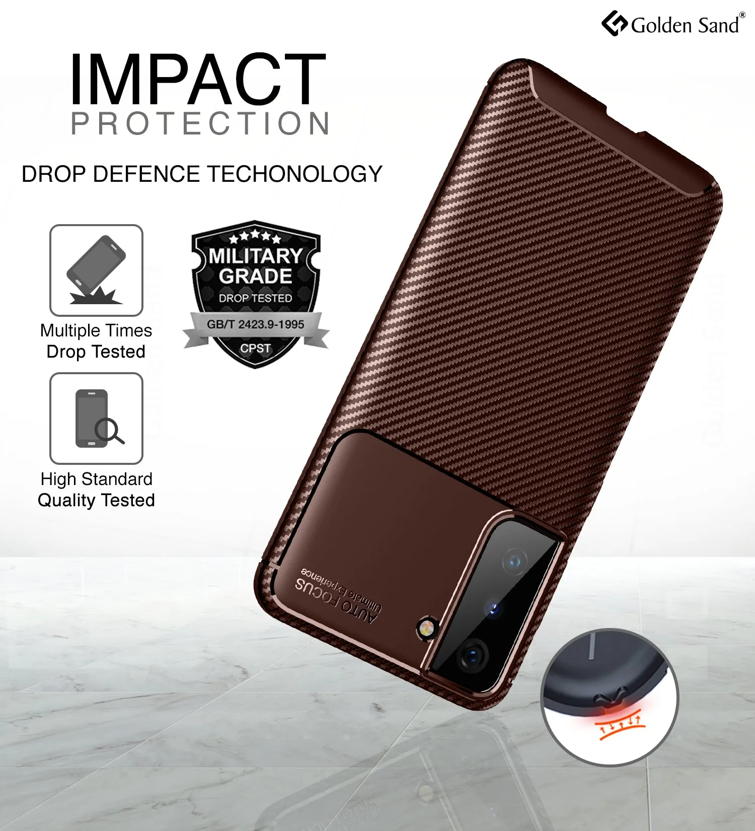Aramid Fibre Series Shockproof Armor Back Cover for Samsung Galaxy S21 Plus, 6.7 inch, Pacific Brown