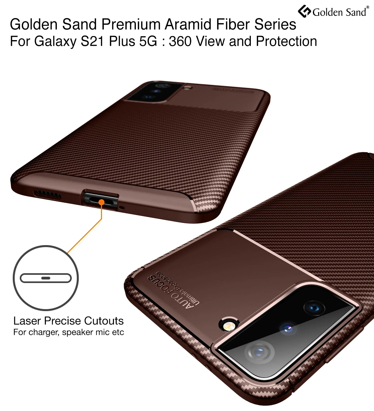 Aramid Fibre Series Shockproof Armor Back Cover for Samsung Galaxy S21 Plus, 6.7 inch, Pacific Brown