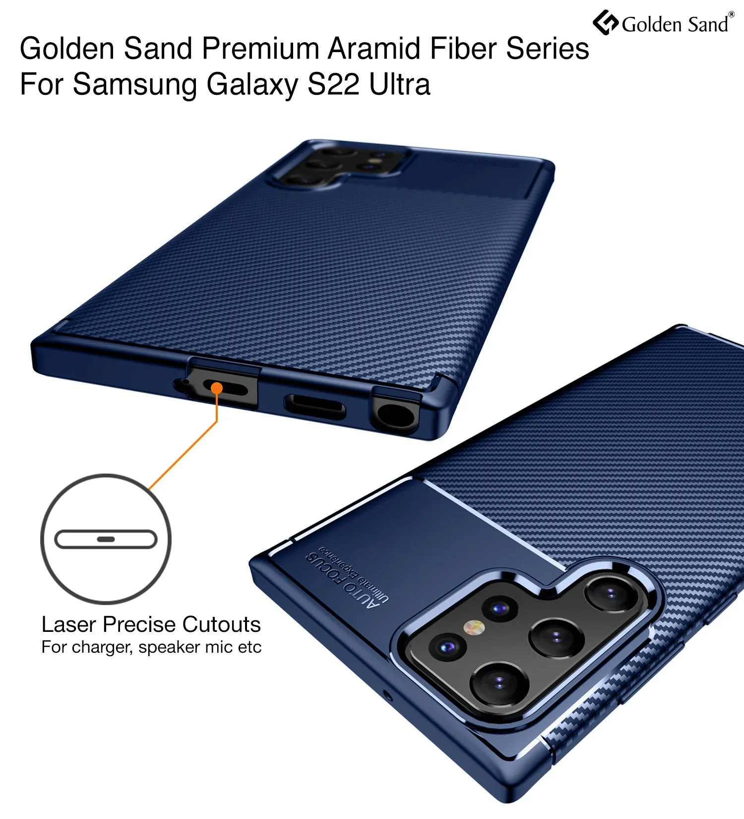 Aramid Fibre Series Shockproof Armor Back Cover for Samsung Galaxy S22 Ultra 5G, 6.8 inch, Blue