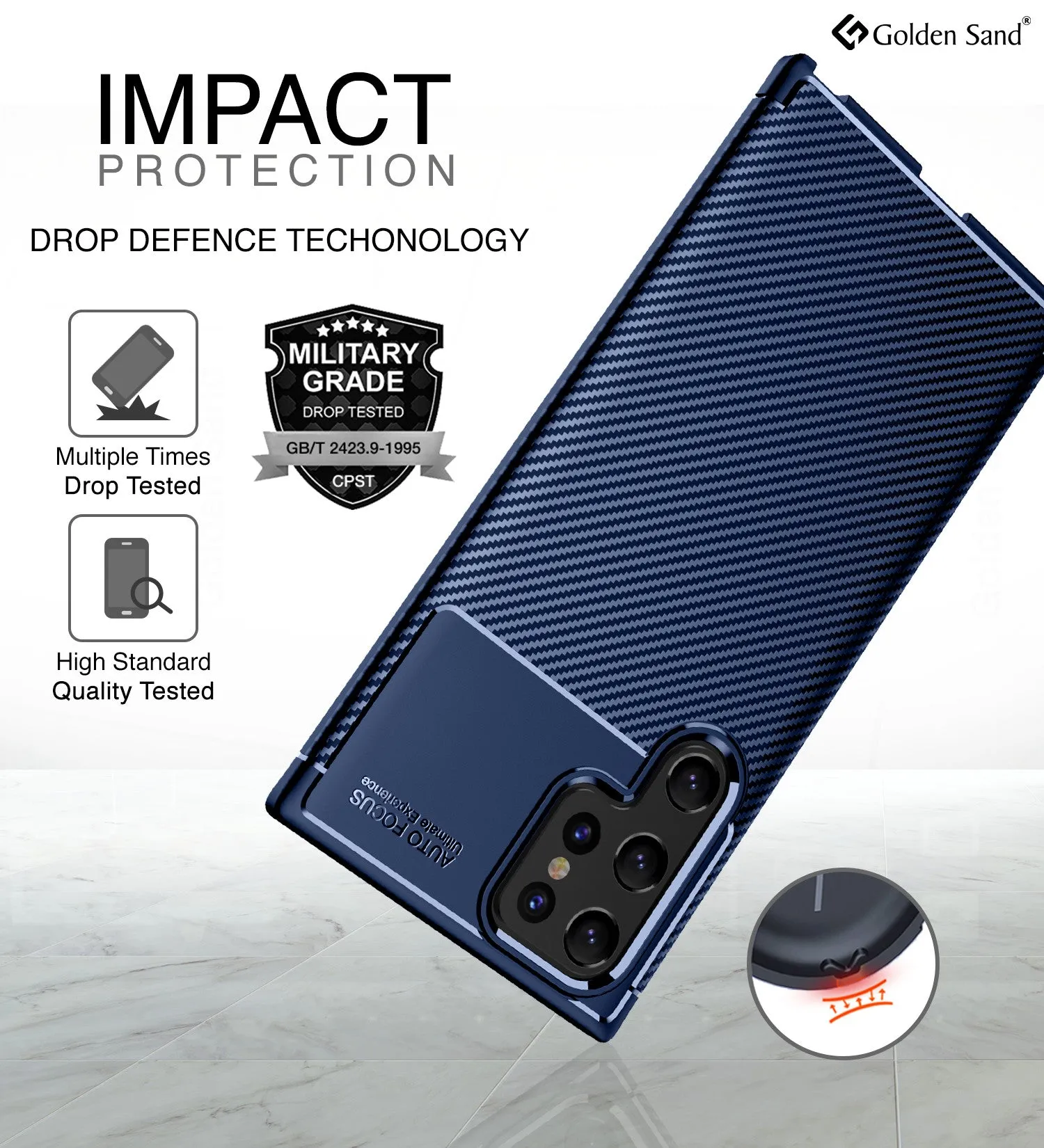 Aramid Fibre Series Shockproof Armor Back Cover for Samsung Galaxy S22 Ultra 5G, 6.8 inch, Blue