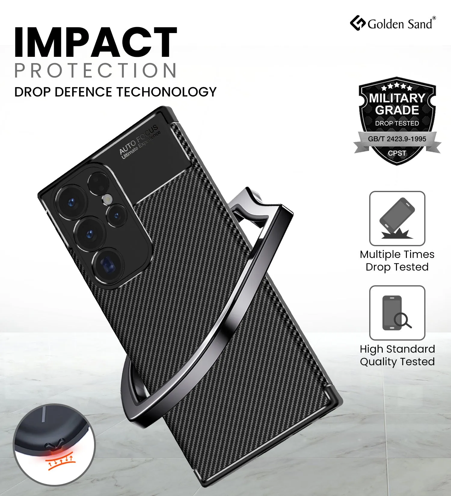 Aramid Fibre Series Shockproof Armor Back Cover for Samsung Galaxy S23 Ultra 5G, 6.8 inch, Black