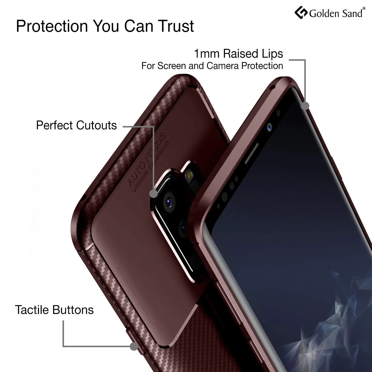 Aramid Fibre Series Shockproof Armor Back Cover for Samsung Galaxy S9 Plus, 6.2 inch, Brown