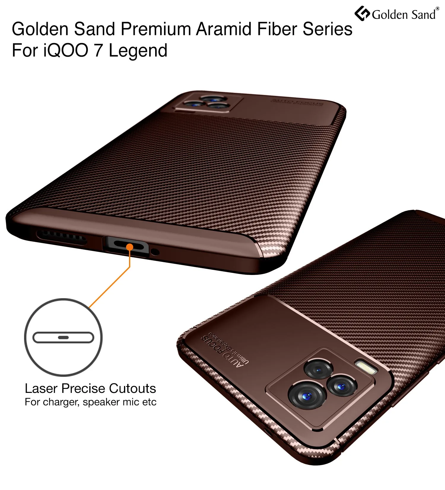Aramid Fibre Series Shockproof Armor Back Cover for Vivo IQOO 7 Legend 5G, 6.62 inch, Brown
