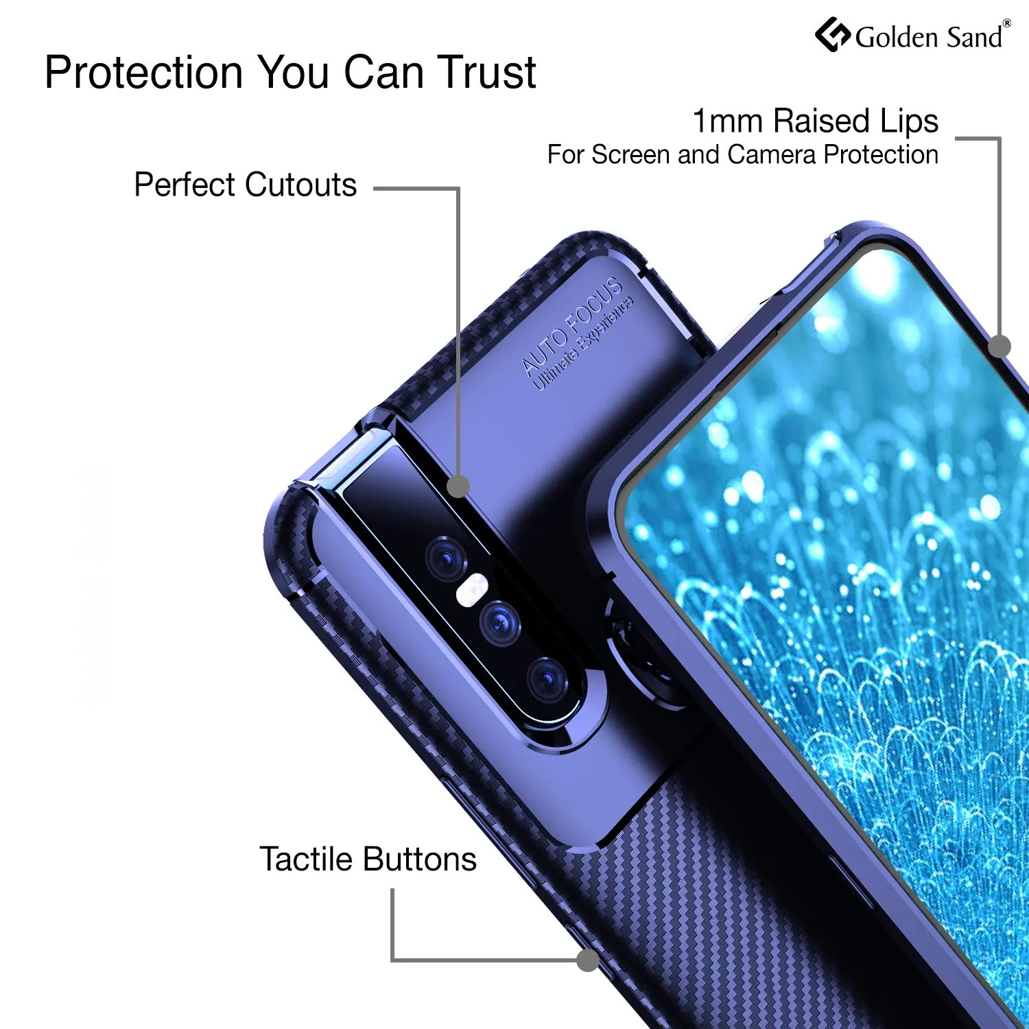 Aramid Fibre Series Shockproof Armor Back Cover for Vivo V15 4G, 6.53 inch, Blue