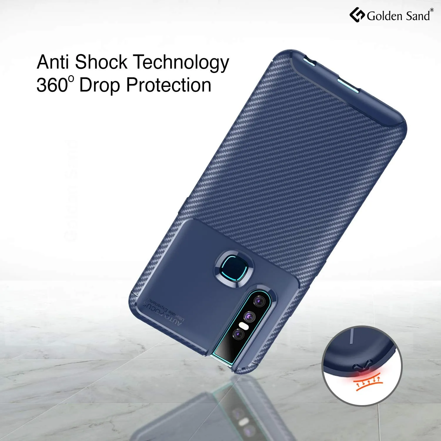Aramid Fibre Series Shockproof Armor Back Cover for Vivo V15 4G, 6.53 inch, Blue
